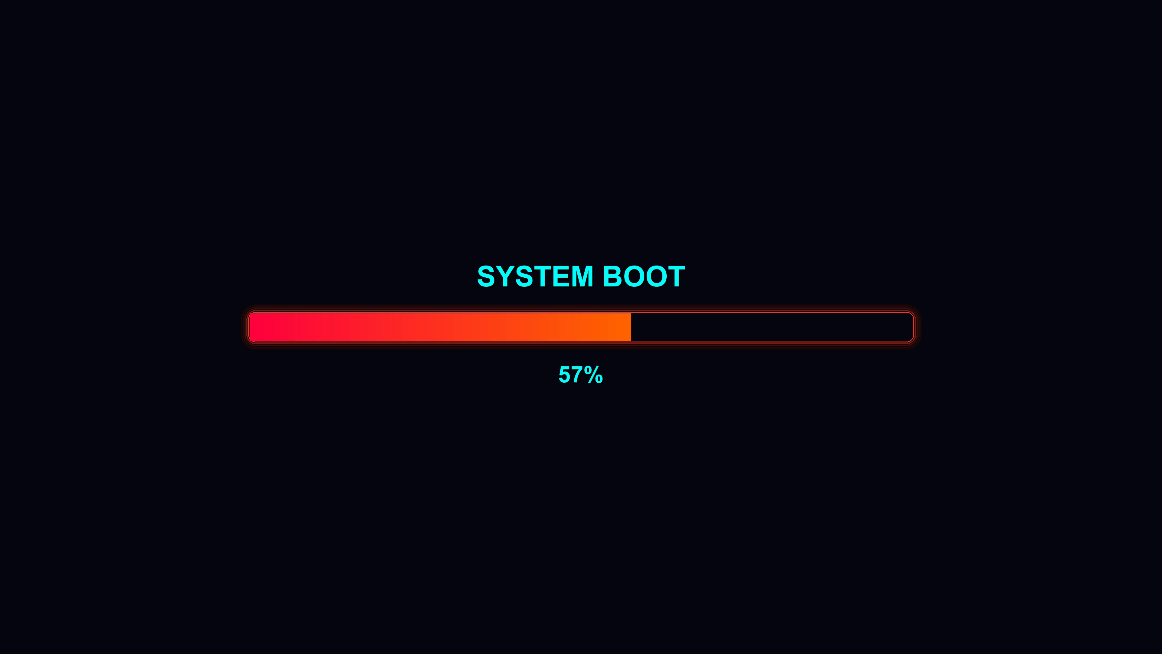 Progress bar animation showing system boot status with color change during wait period in modern style