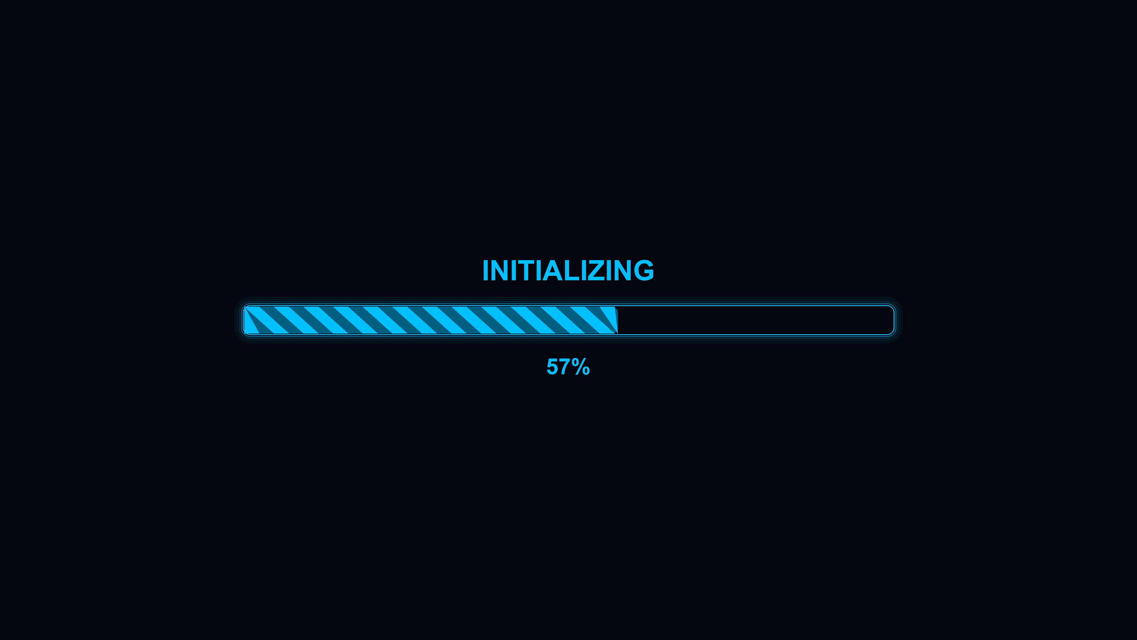 Modern progress bar animation displays waiting status with animated effect indicating process completion and initialization state