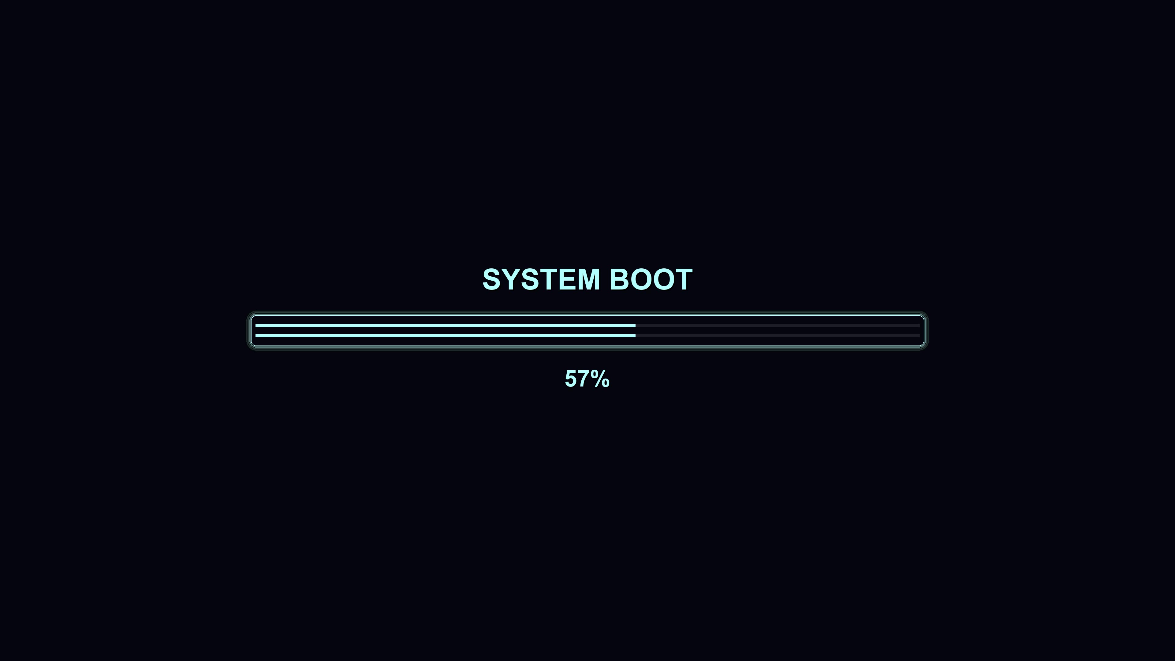 Progress bar animation shows system boot completion with 100 percent indicator and modern design for user interface experiences