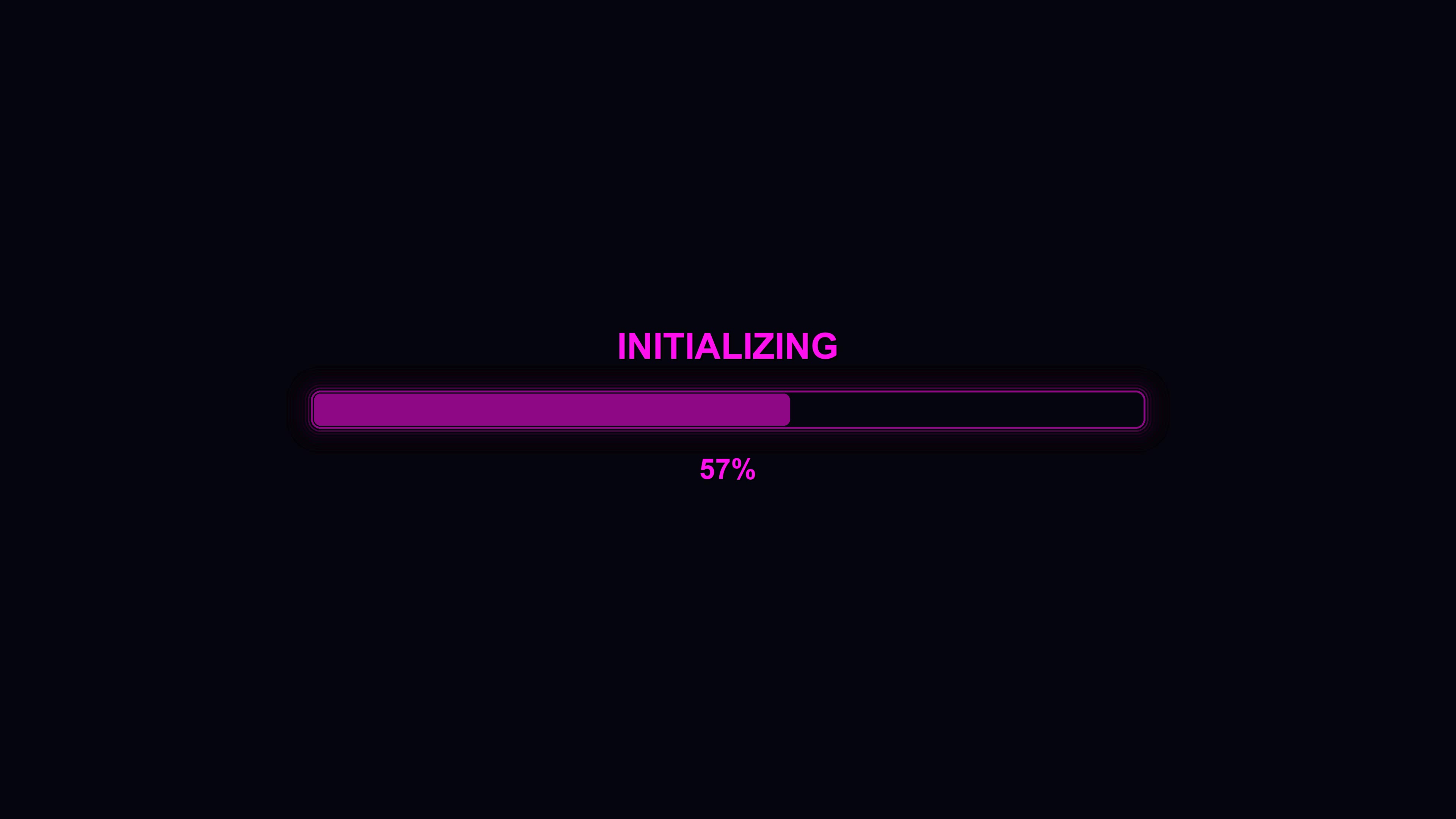 Modern style progress bar animation for waiting periods showing initializing at one hundred percent