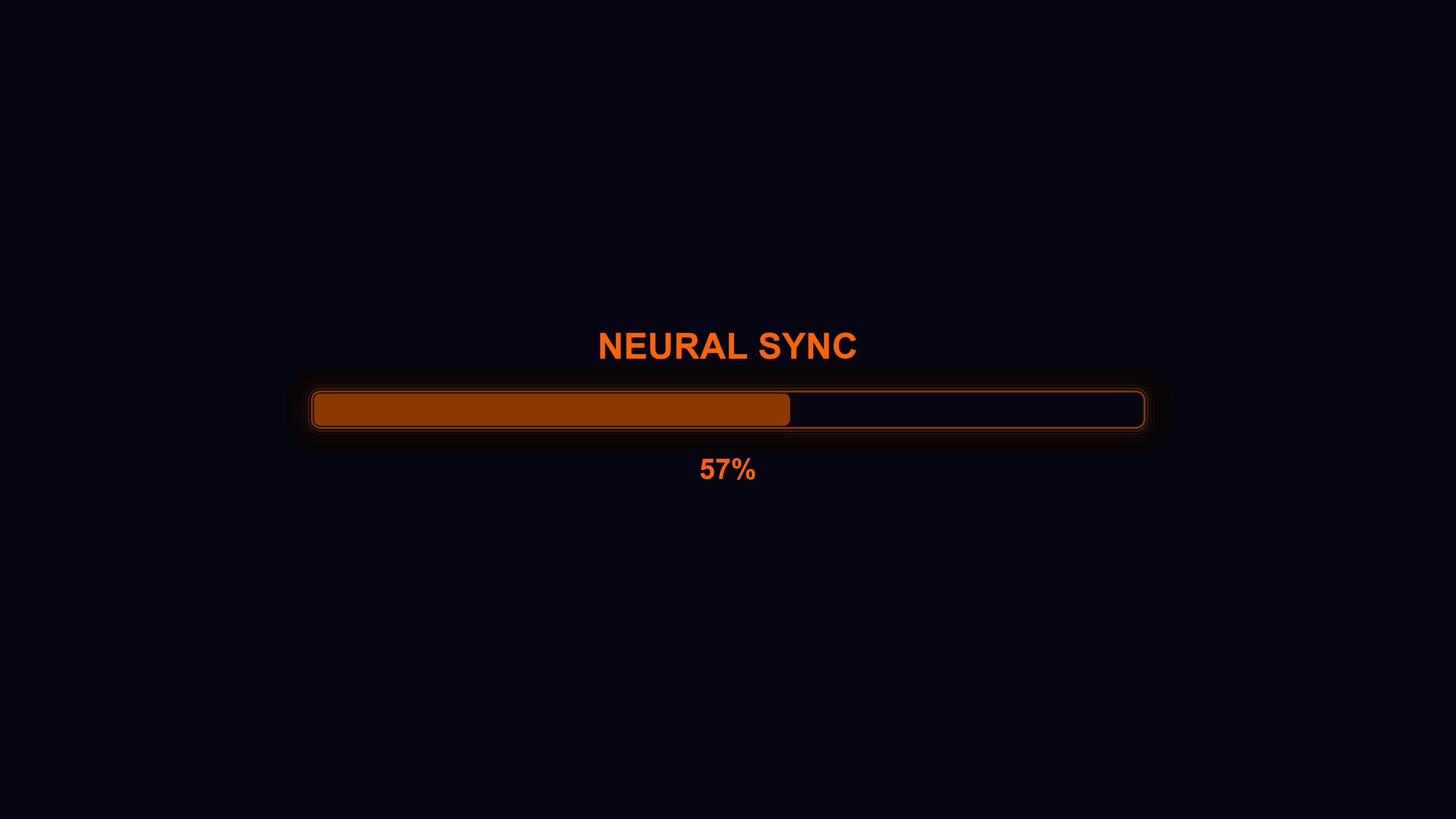 Modern style progressbar animation for waiting periods showing completion to 100 percent with neural sync displayed