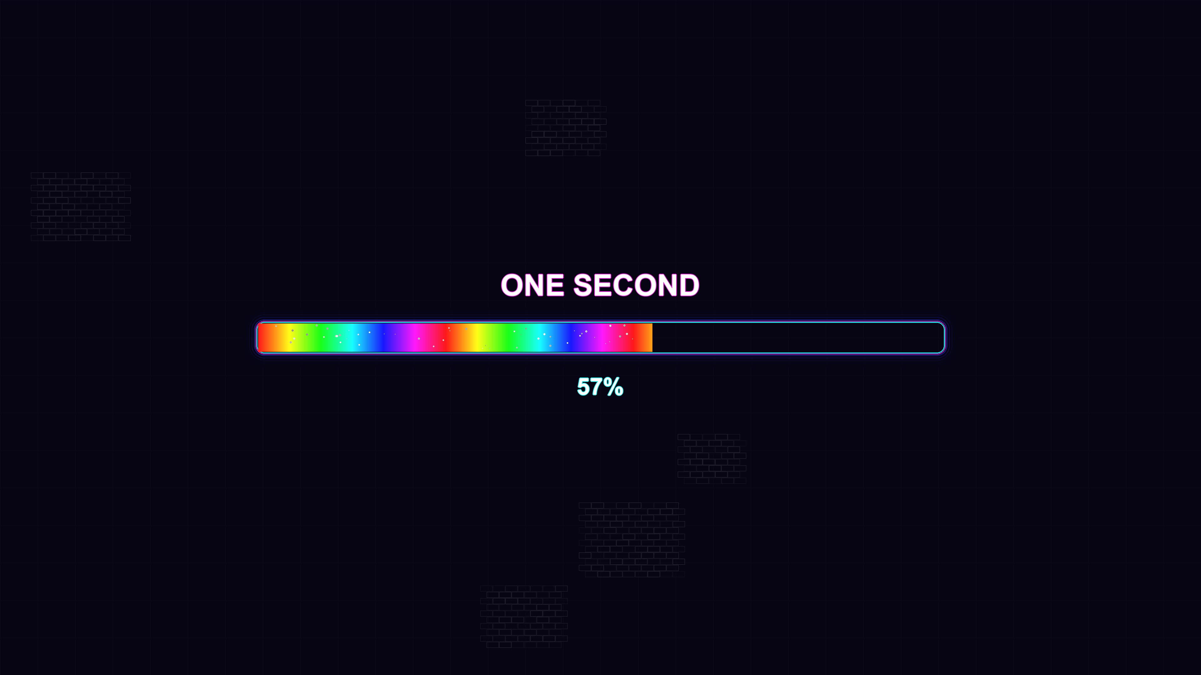 Modern progress bar animation showing waiting period of one second in colorful design on dark background