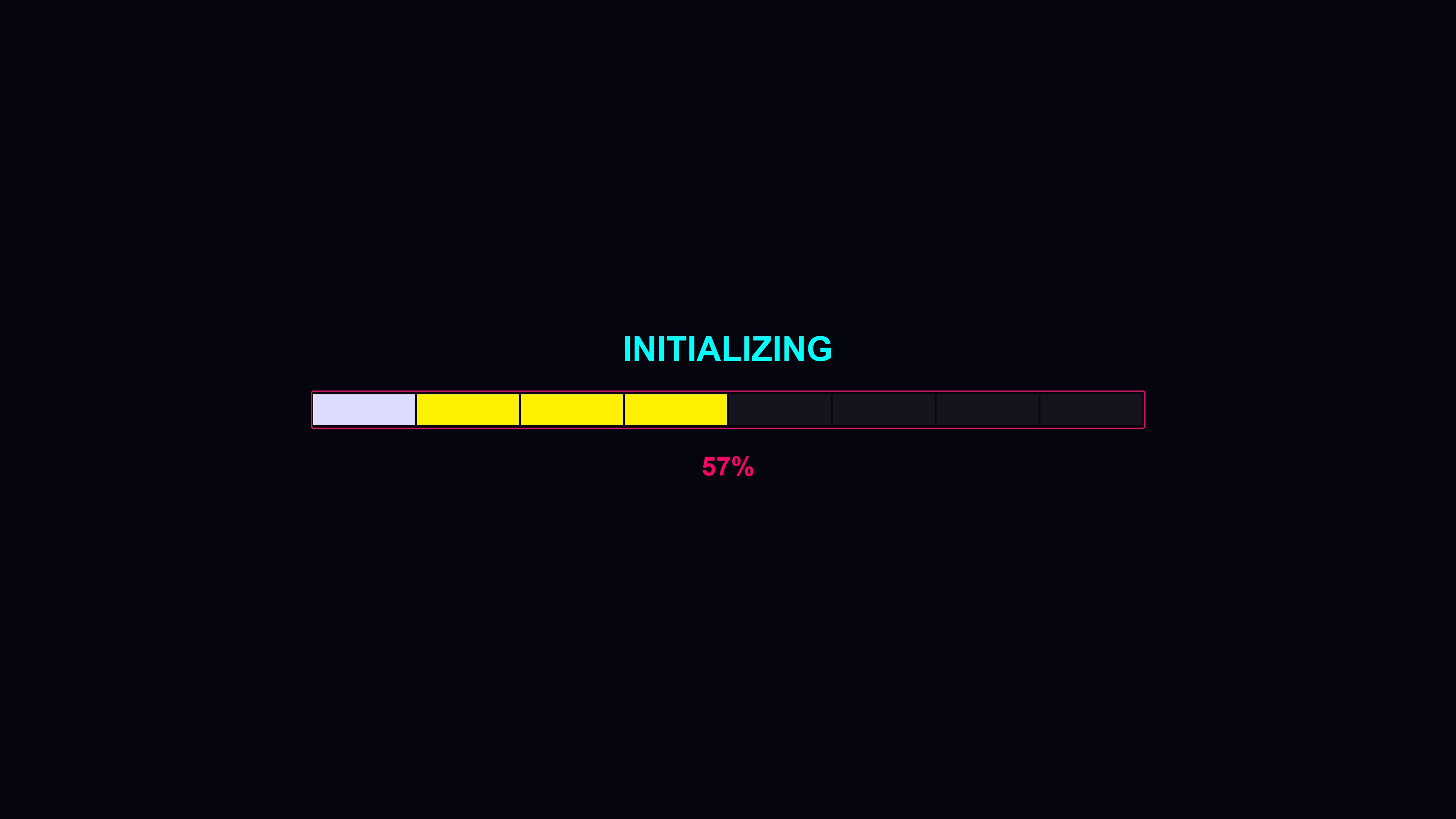Modern style progress bar animation for waiting periods shown with multiple colors on a dark background