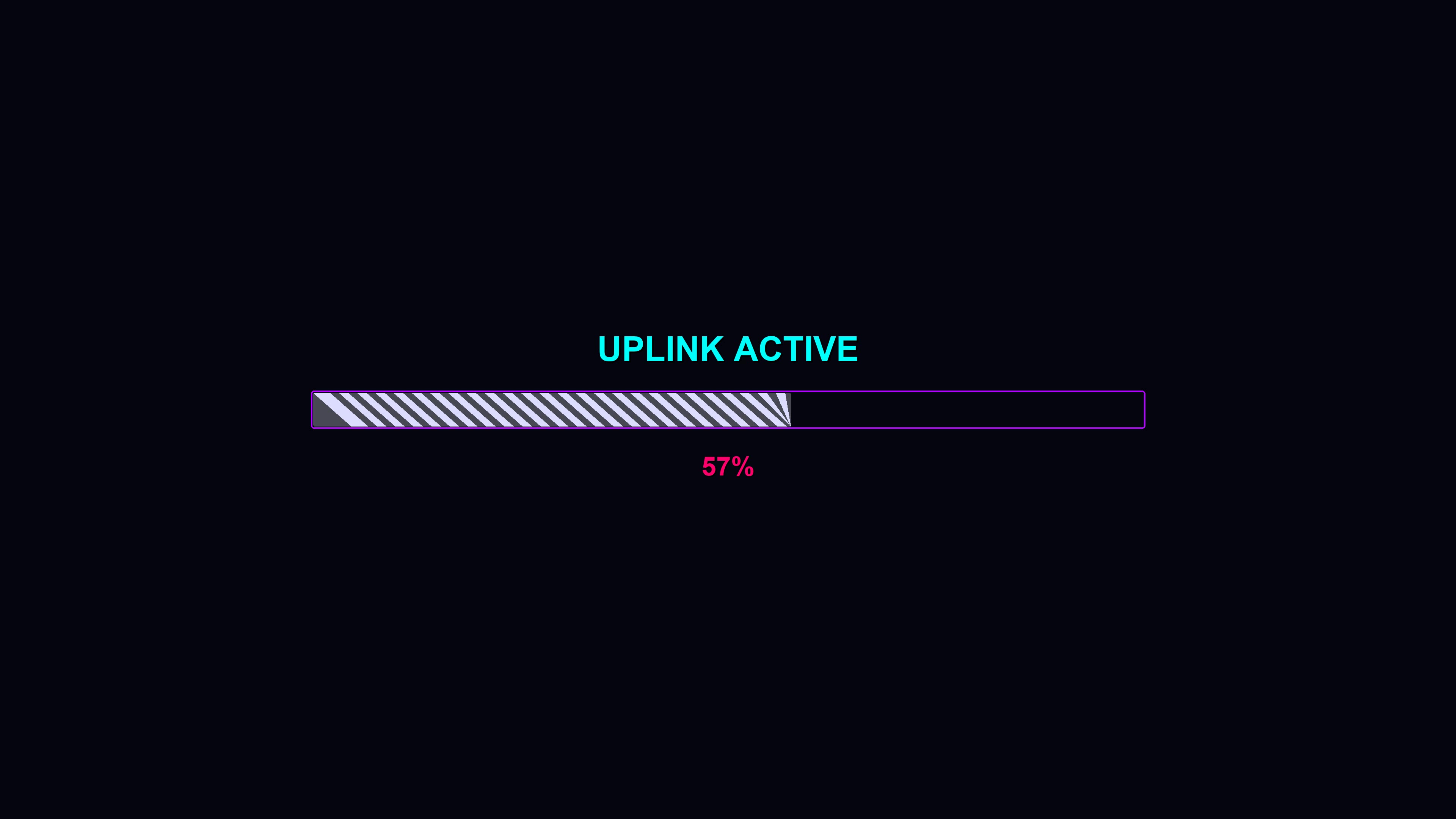 Progressbar animation shows uplink active status and completion percentage in modern style for waiting periods