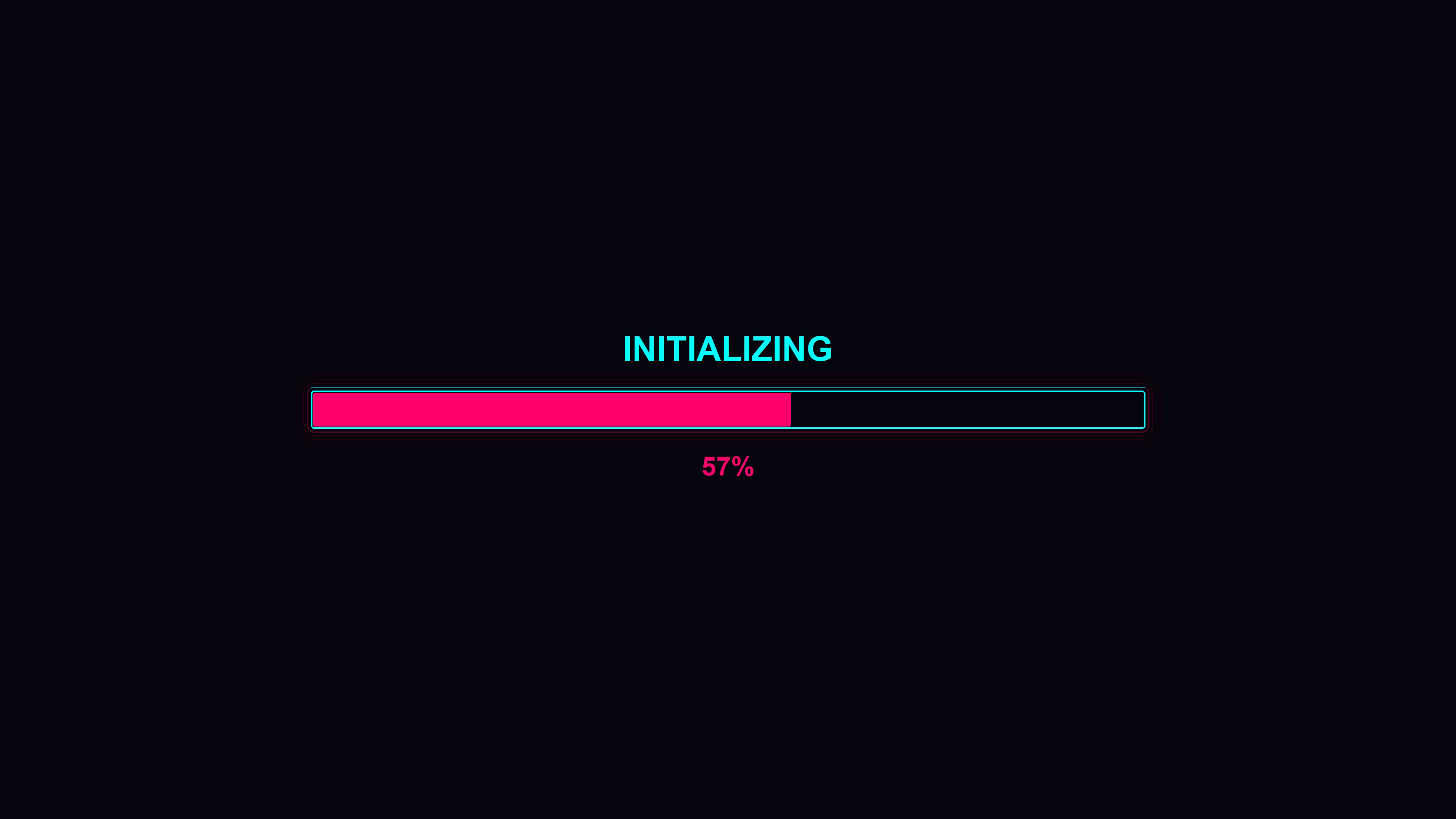 Progress bar animation shows loading status on modern interface during waiting period displaying text initializing and completion percentage