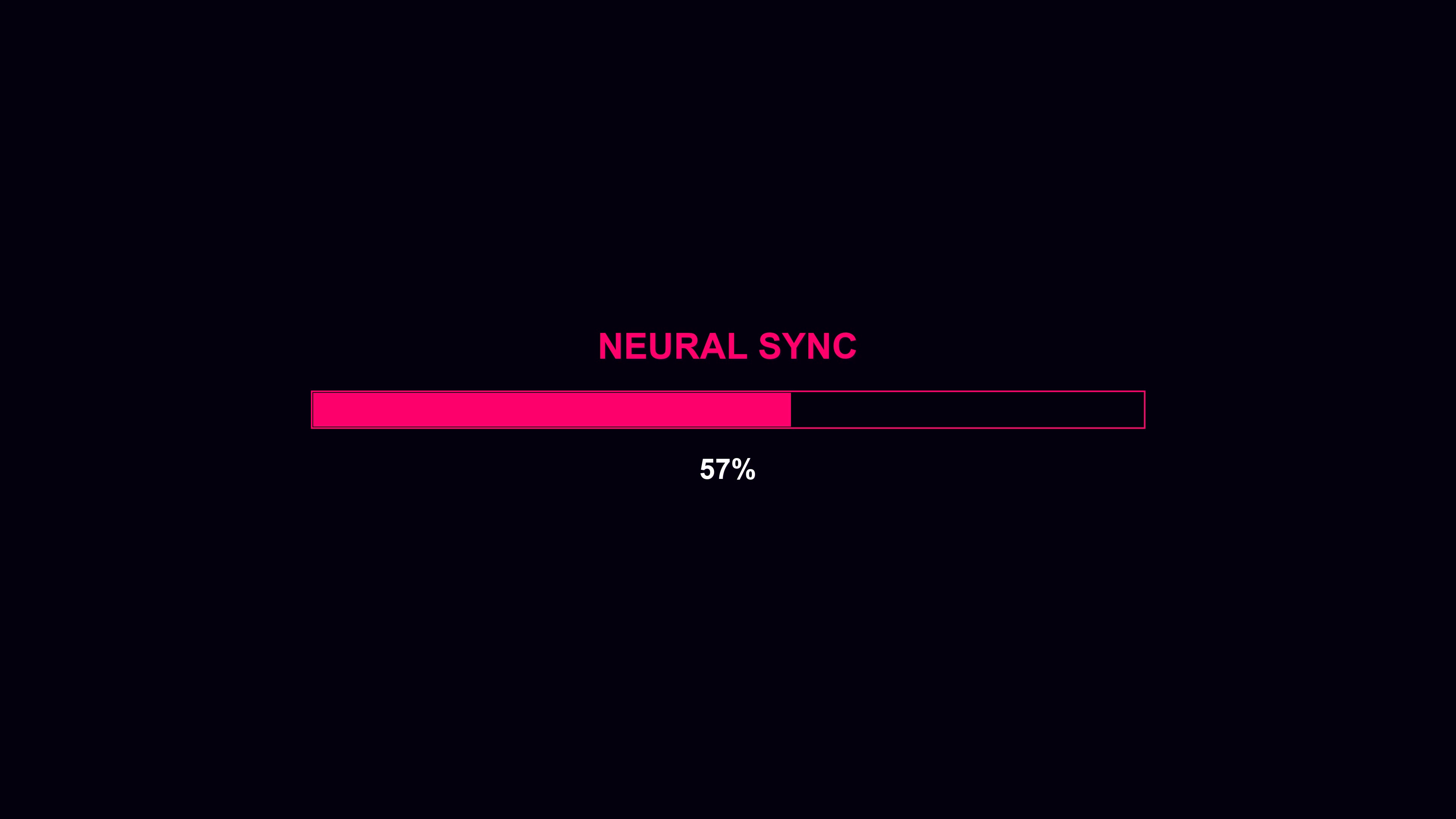 Modern progressbar animation shows waiting period for neural sync process at 100 percent completion