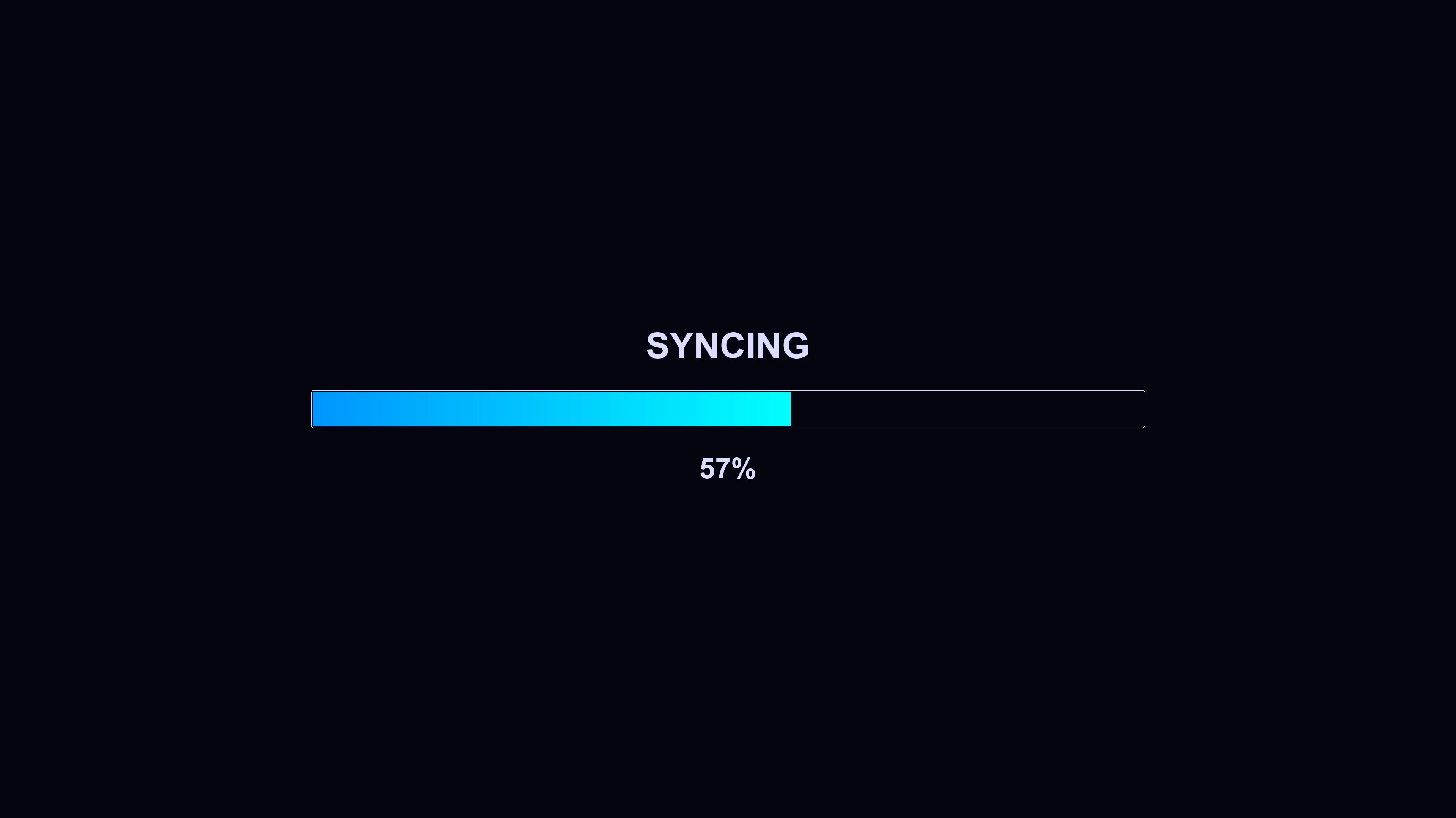 Waiting for syncing to complete with a modern progress bar animation in a simple design