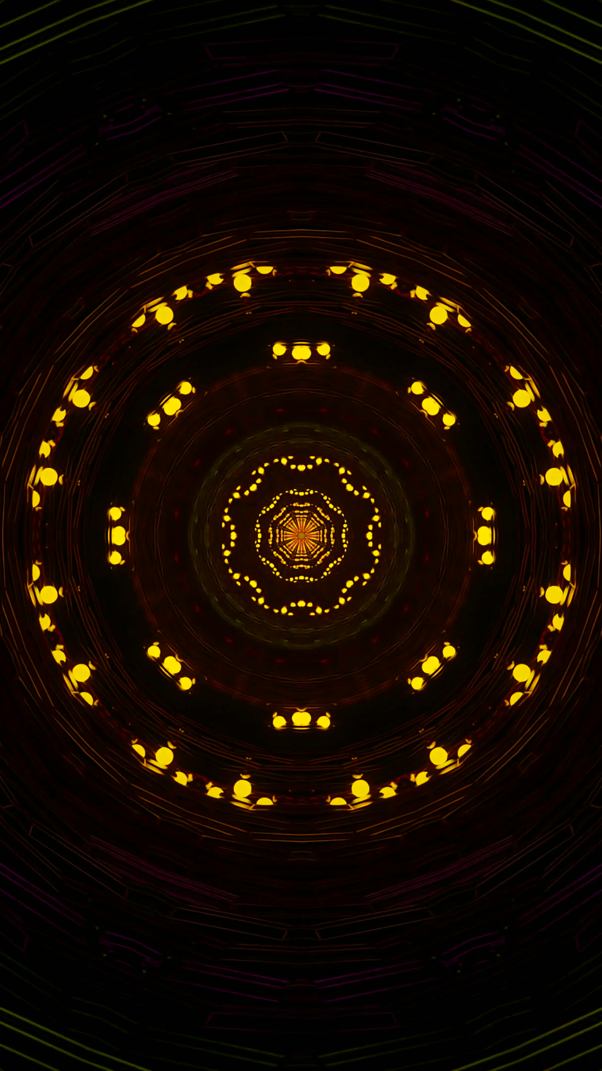 Vibrant tunnel visual loop with glowing lights in a seamless circular pattern for immersive viewing experience