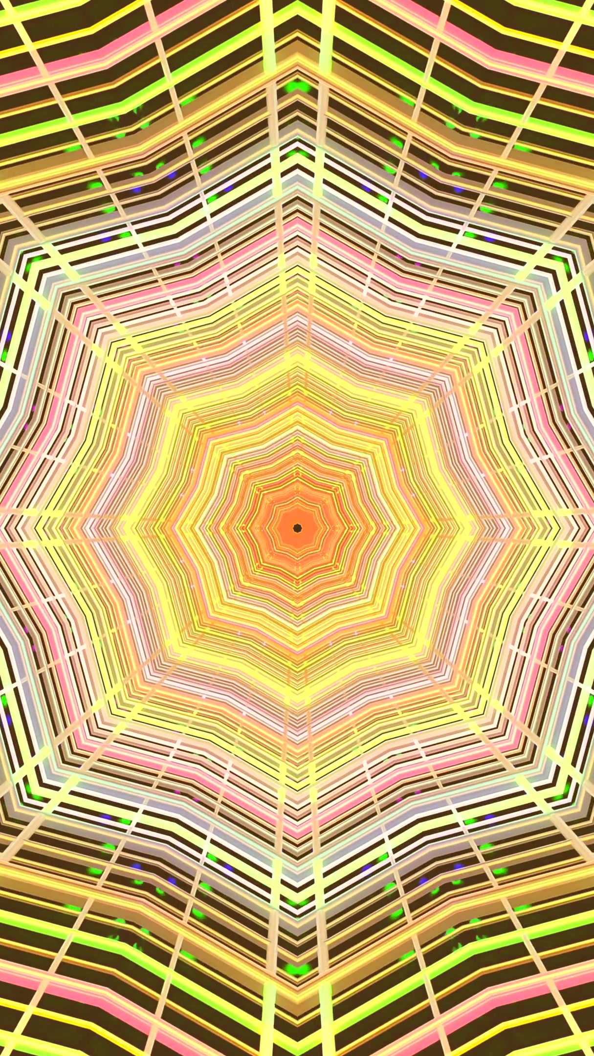 Colorful tunnel video loop displays vibrant patterns and seamless