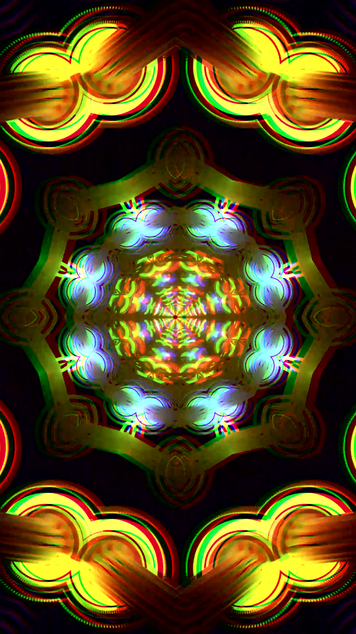 Seamless tunnel video loop display with vibrant colors and rotati