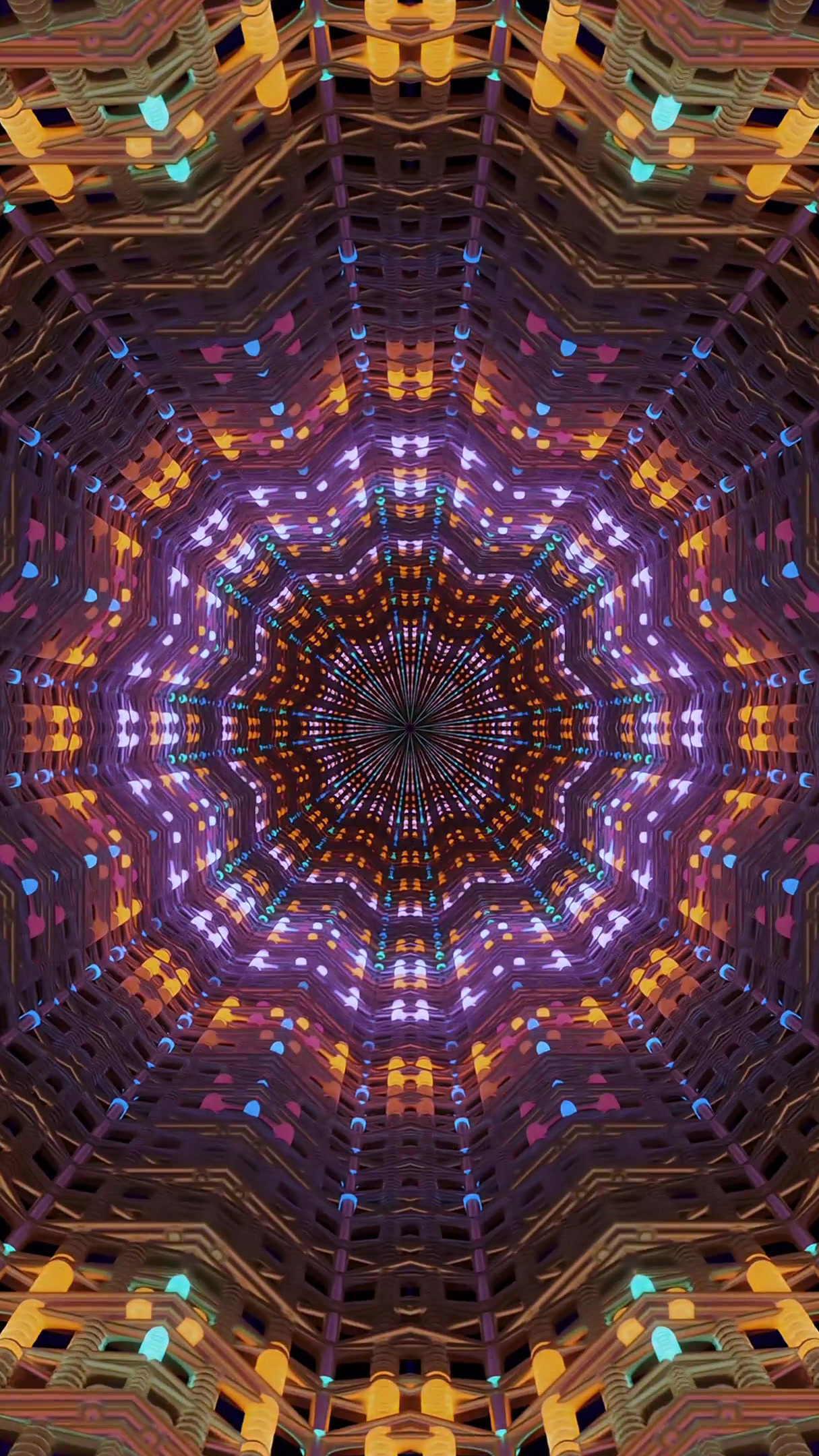 Dynamic tunnel video loop presents vibrant colors in a seamless m