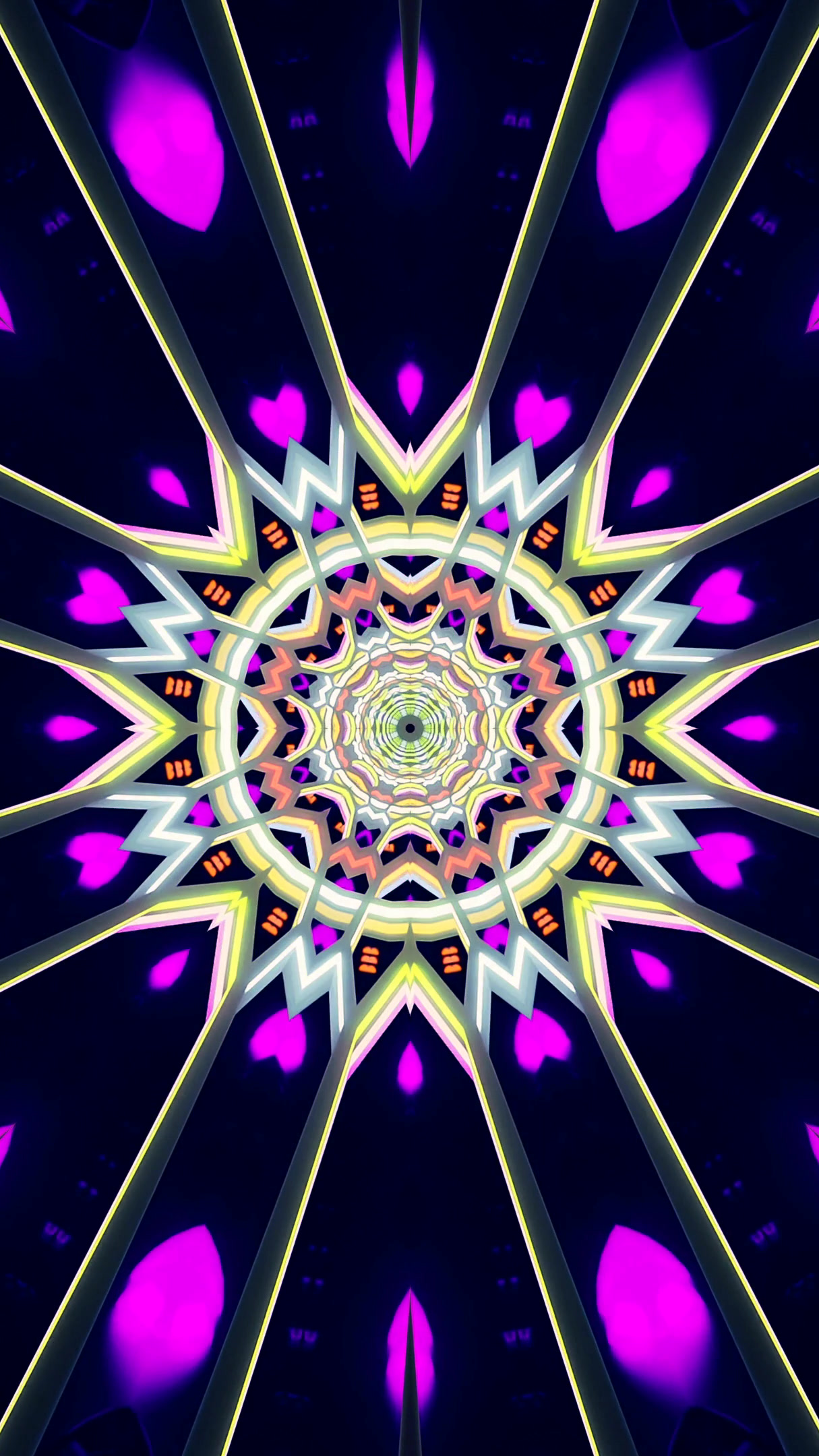 Seamless loop of vibrant geometric tunnel animation for visual di