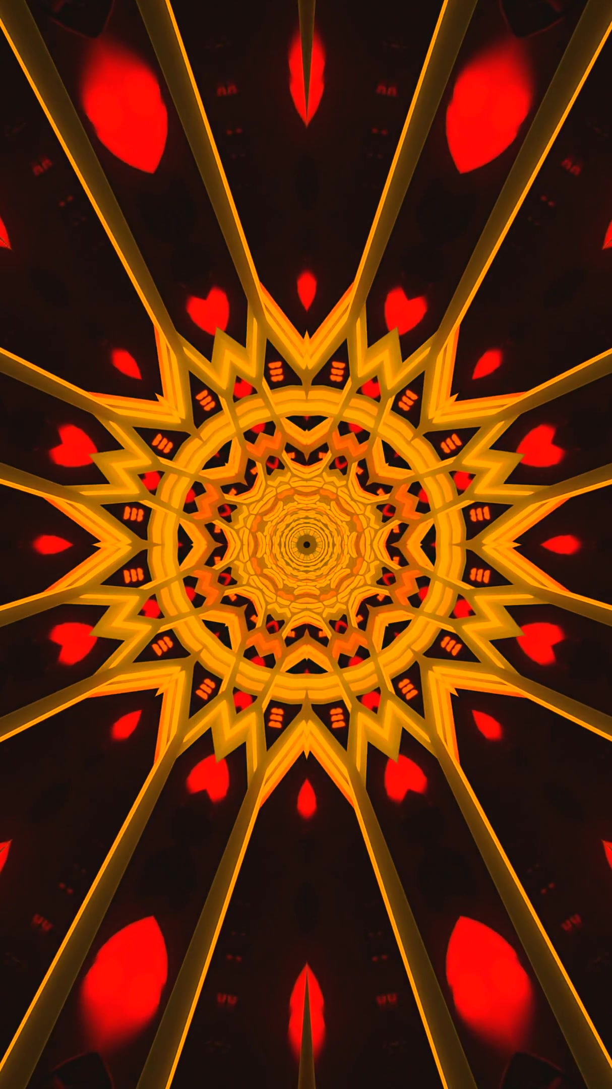 Visual loop of vibrant tunnel patterns in a seamless, hypnotic mo