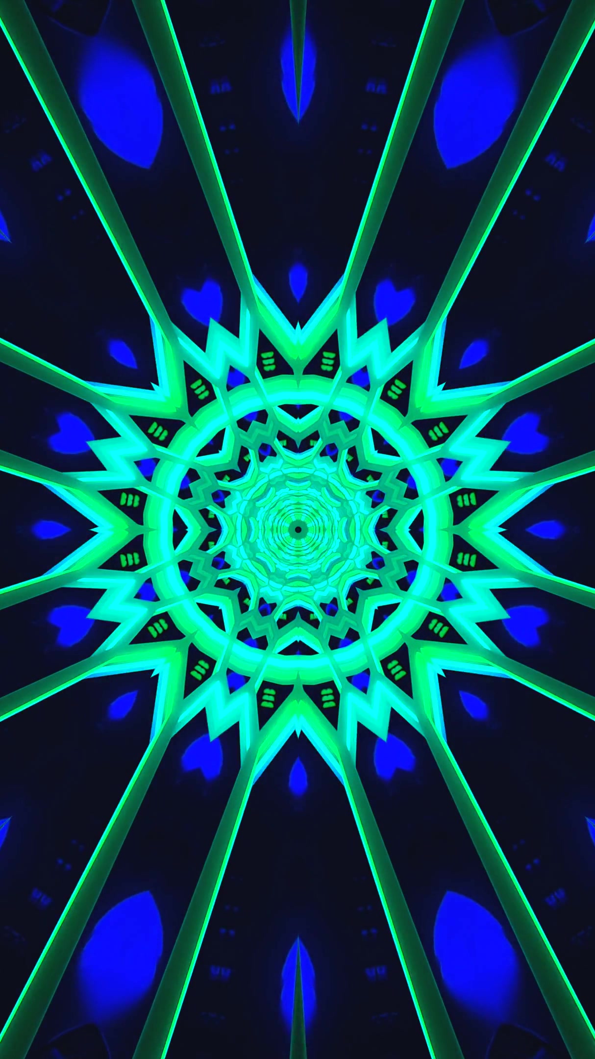 Endless tunnel loop with vibrant colors featuring blue and green