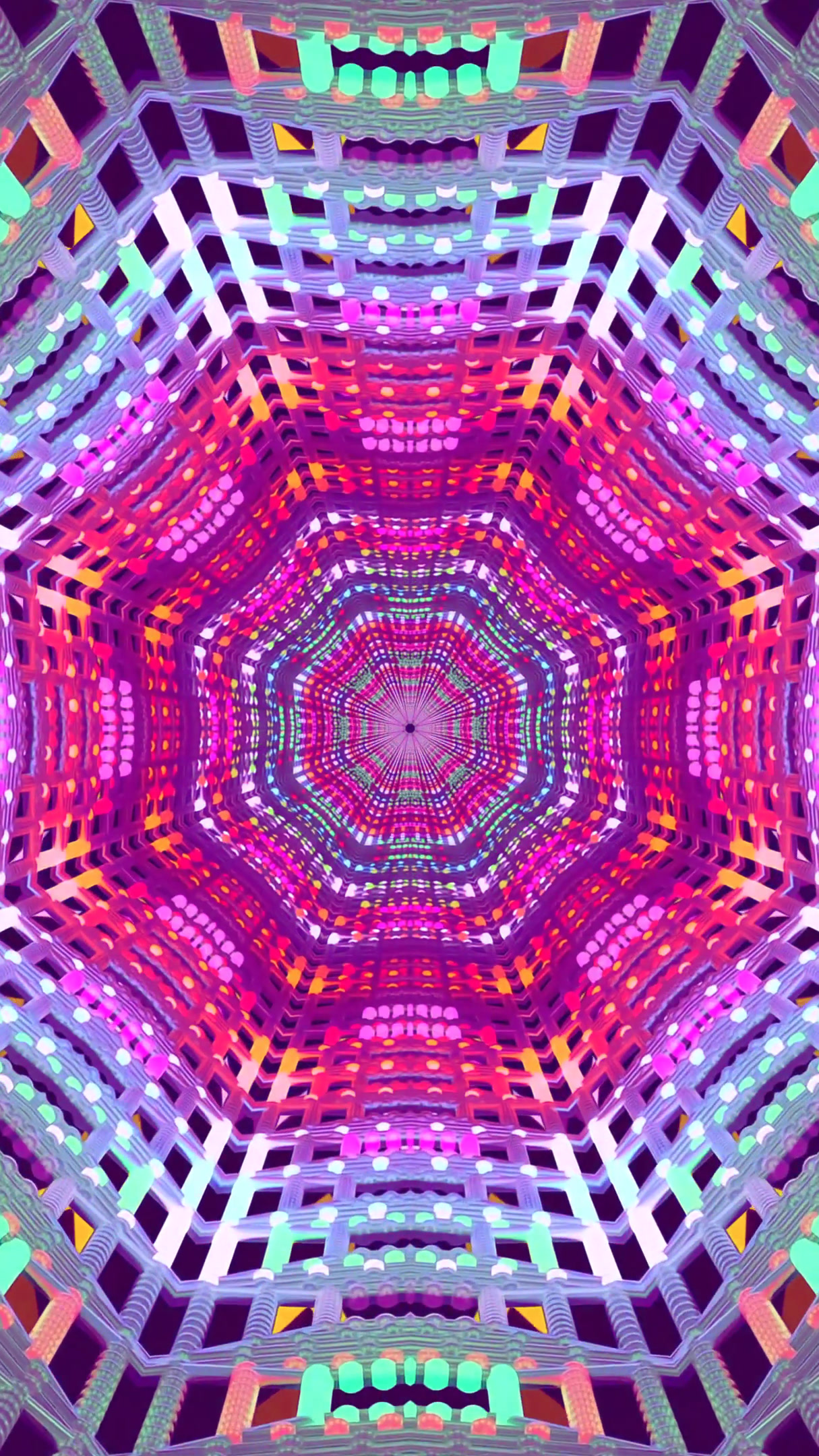 Colorful tunnel video loop with seamless motion and vibrant patte