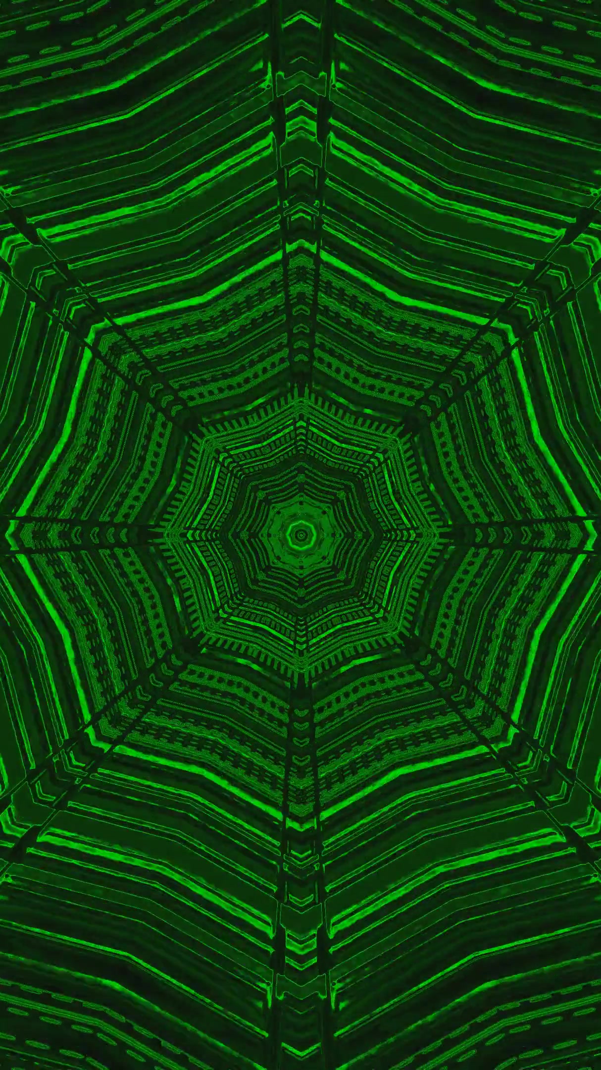 Seamless green tunnel video loop for visual displays and screensavers