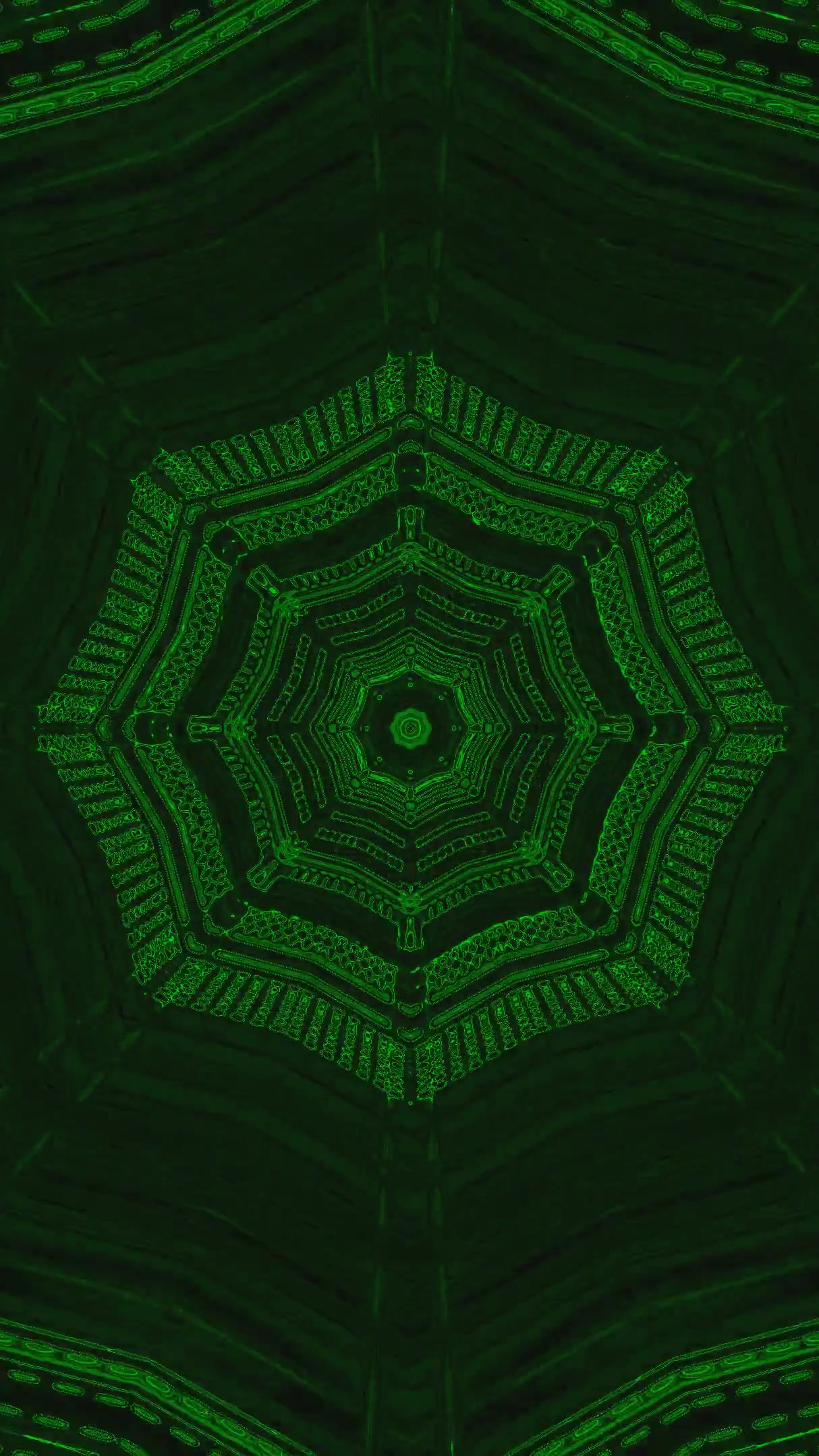 Endless green tunnel video loop creating a mesmerizing visual experience with seamless transitions and smooth motion for screensaver use