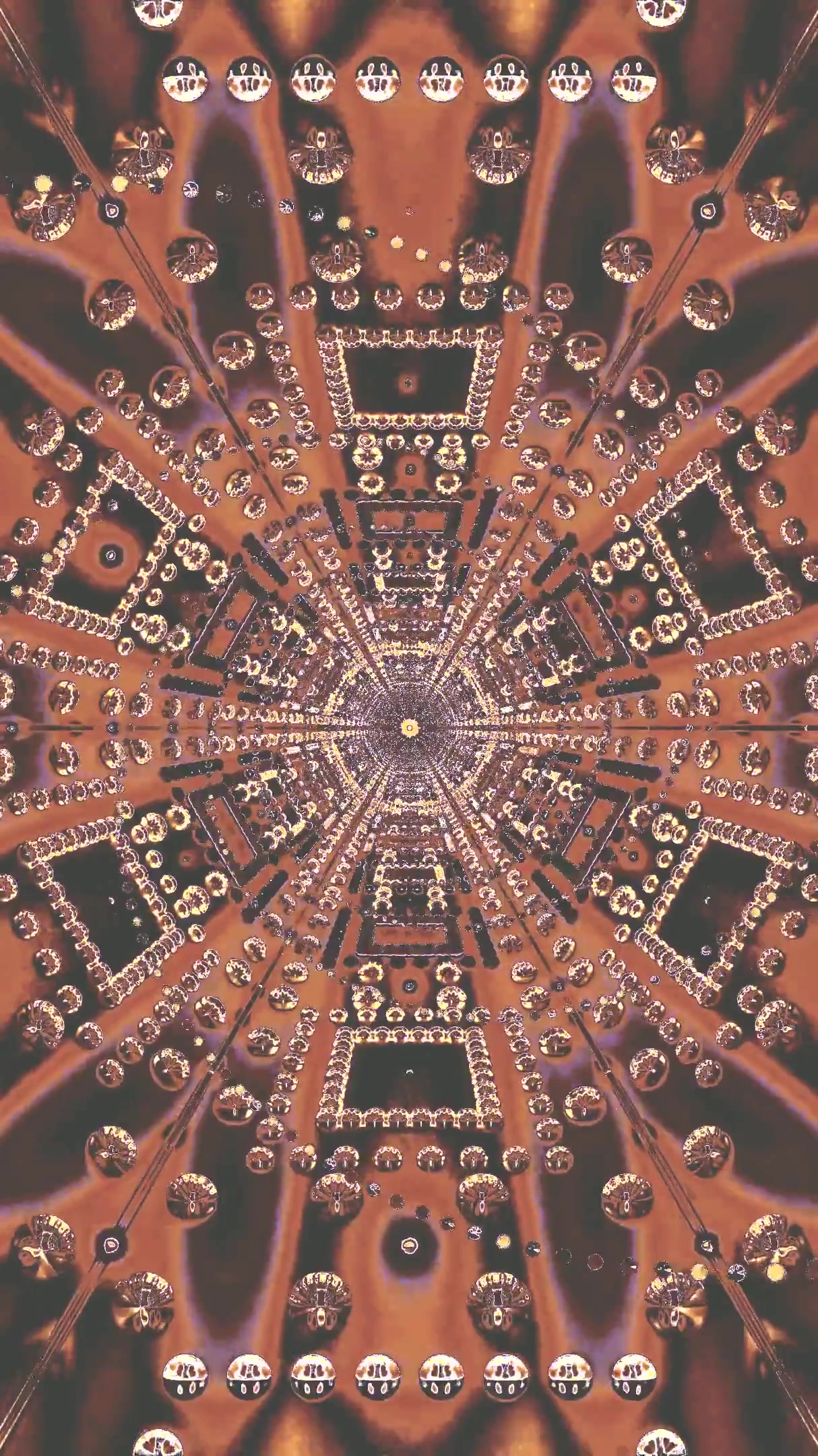 Seamless tunnel video loop featuring intricate patterns and refle