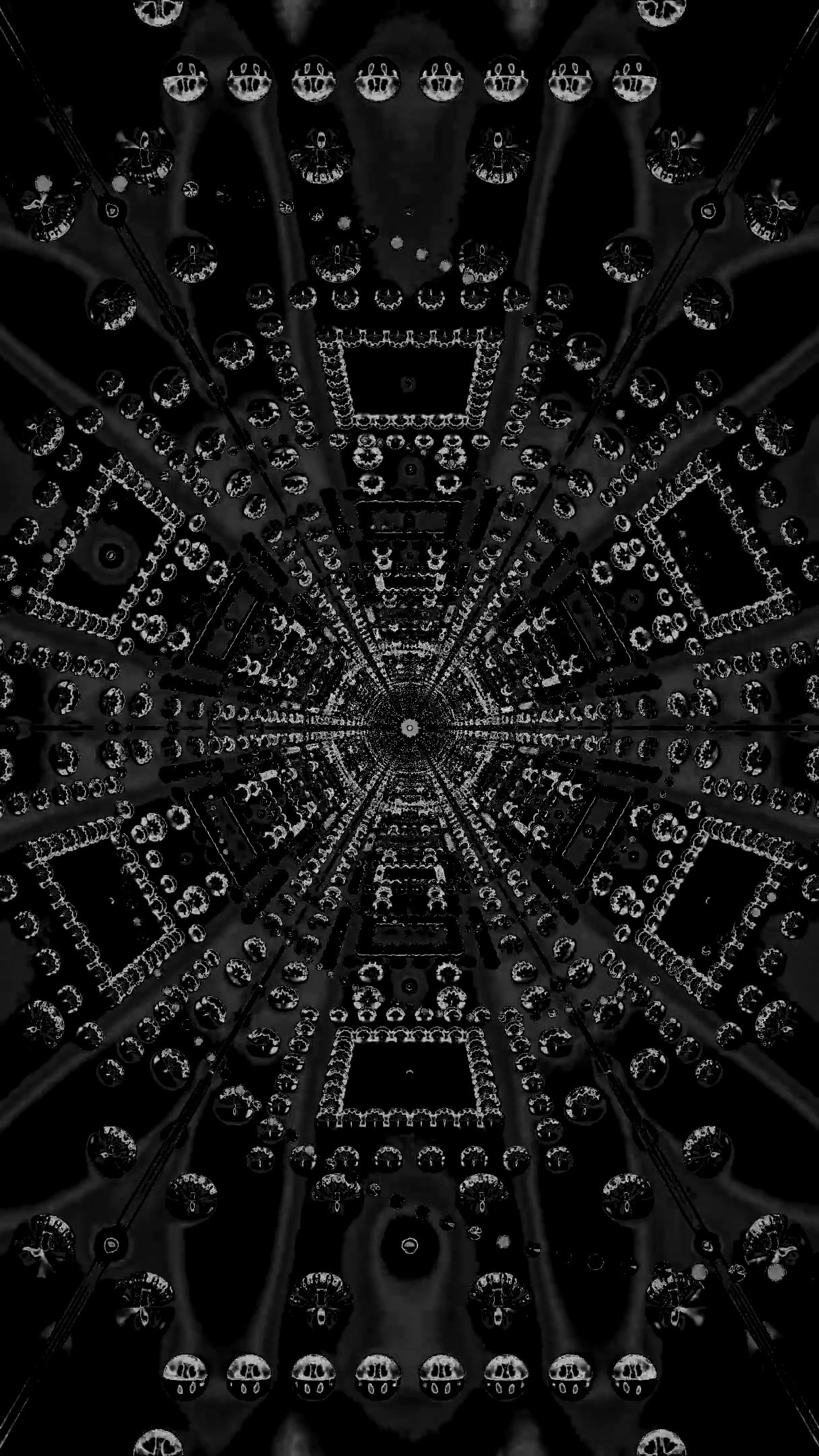 Seamless tunnel video loop with swirling patterns and abstract sh