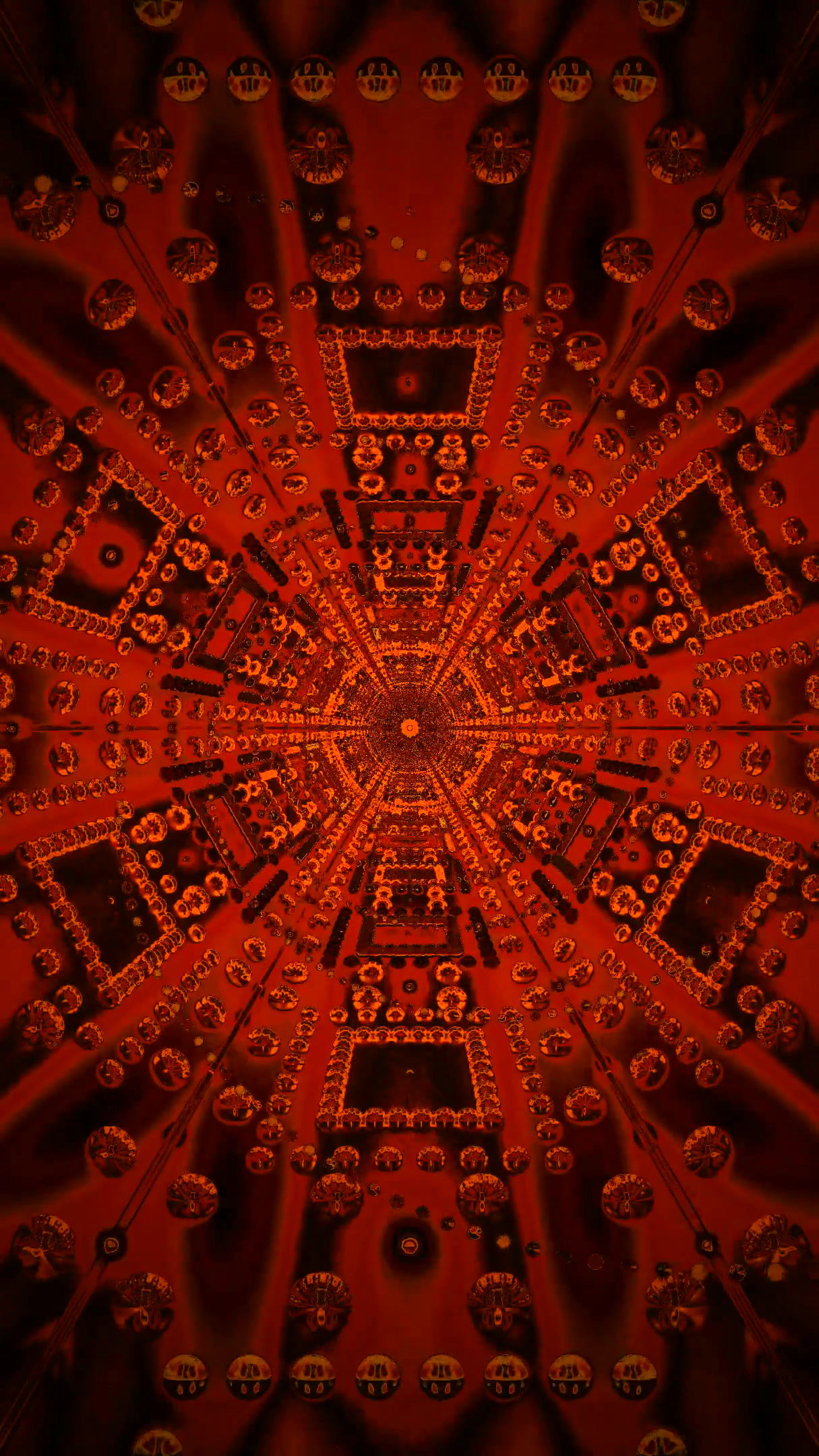 Seamless tunnel video vj loop screensaver with red and orange pat