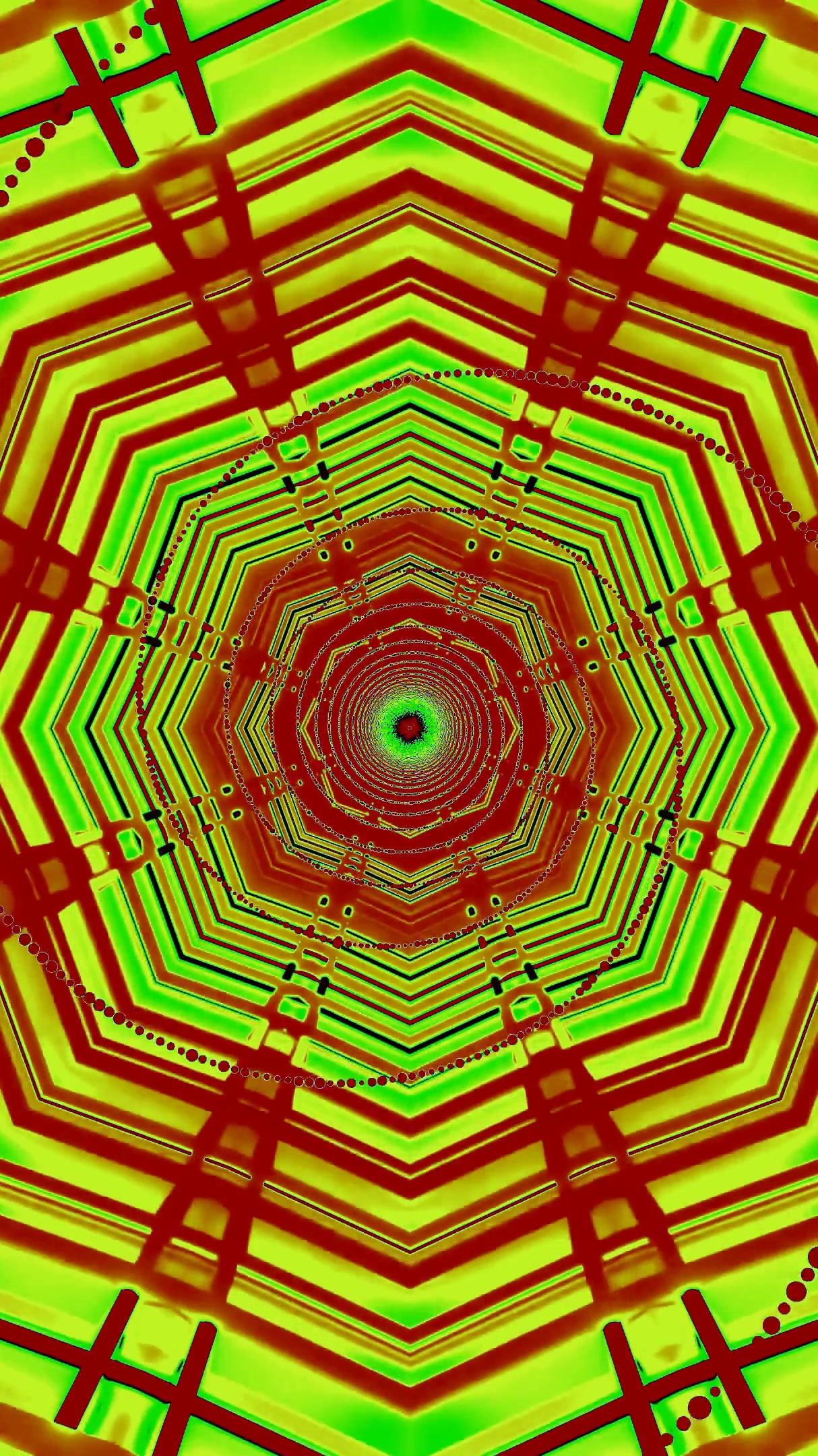 Dynamic tunnel visual loop creating vibrant patterns and colors f