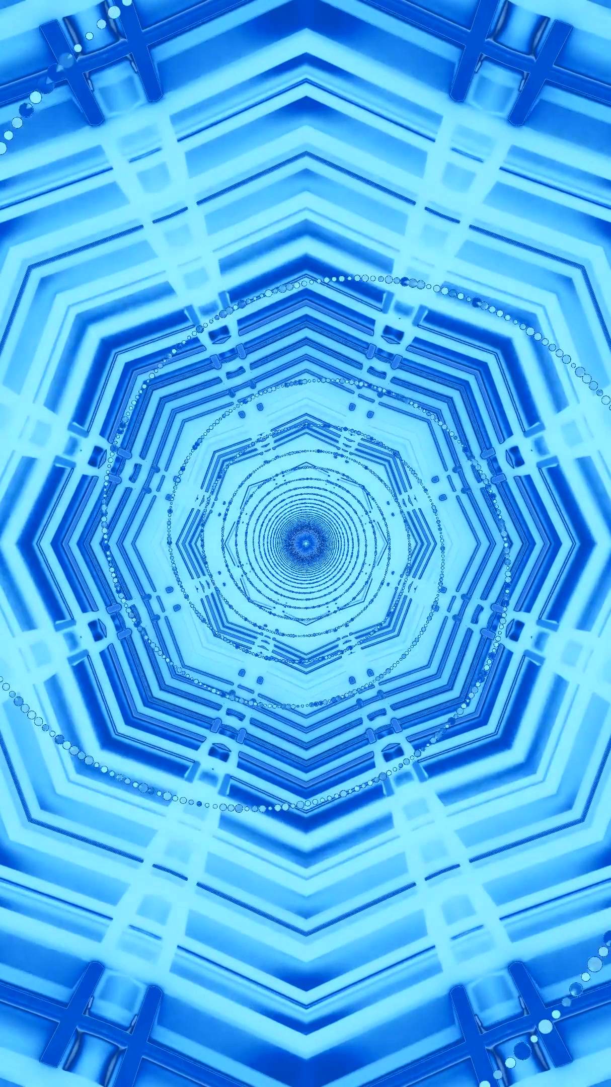 Tunnel video vj loop screensaver with vibrant blue patterns creat