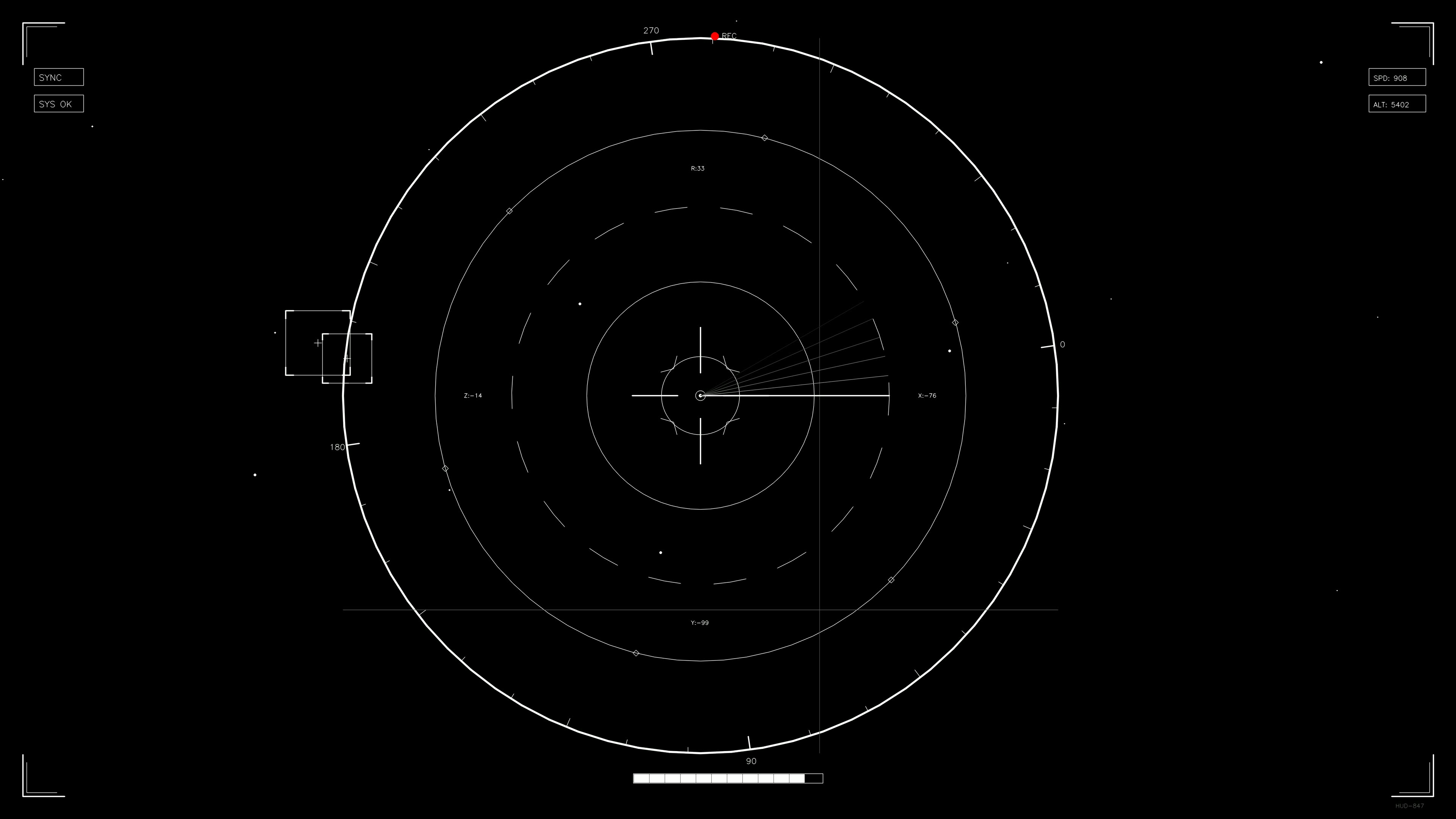 Scifi hud animation for web design and video creation featuring circular elements and various data points displayed in dark background
