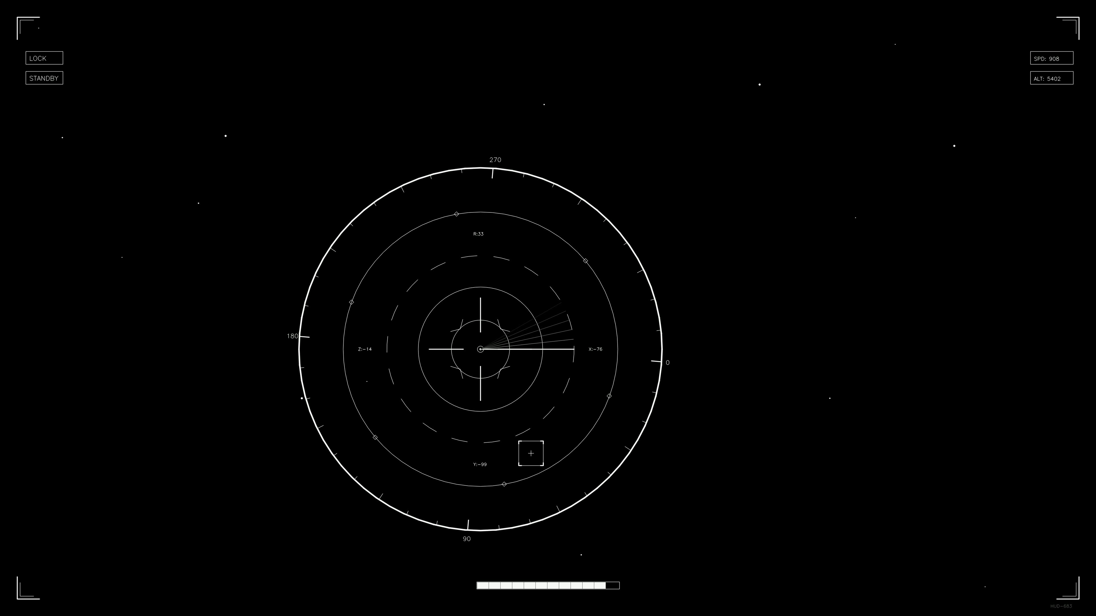 Scifi hud animation showing radar interface for web designers and videographers in dark space background