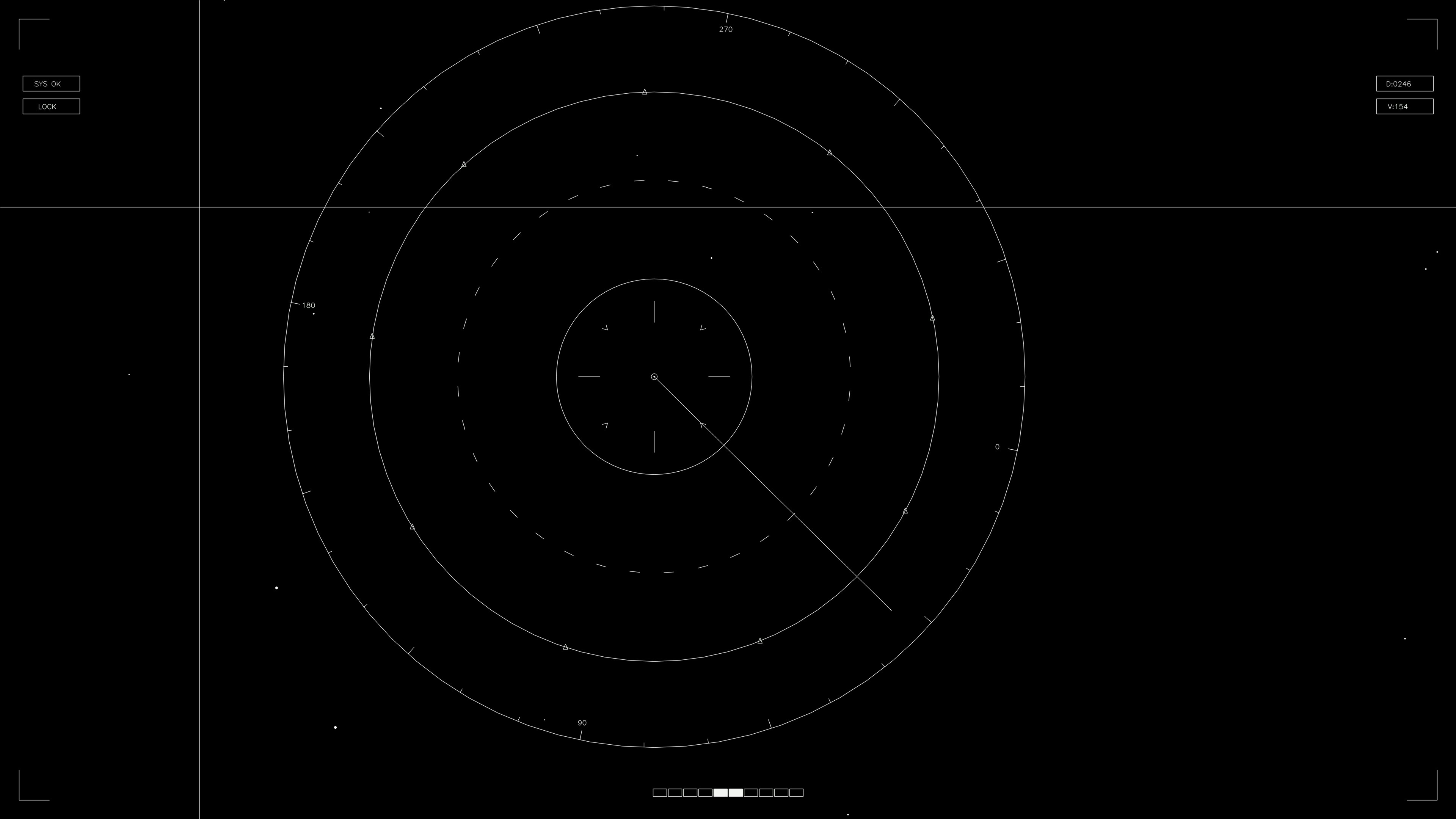 Hud elements animation for webdesigner and sci-fi video cutter in dark setting with circular patterns and lines tracking movement