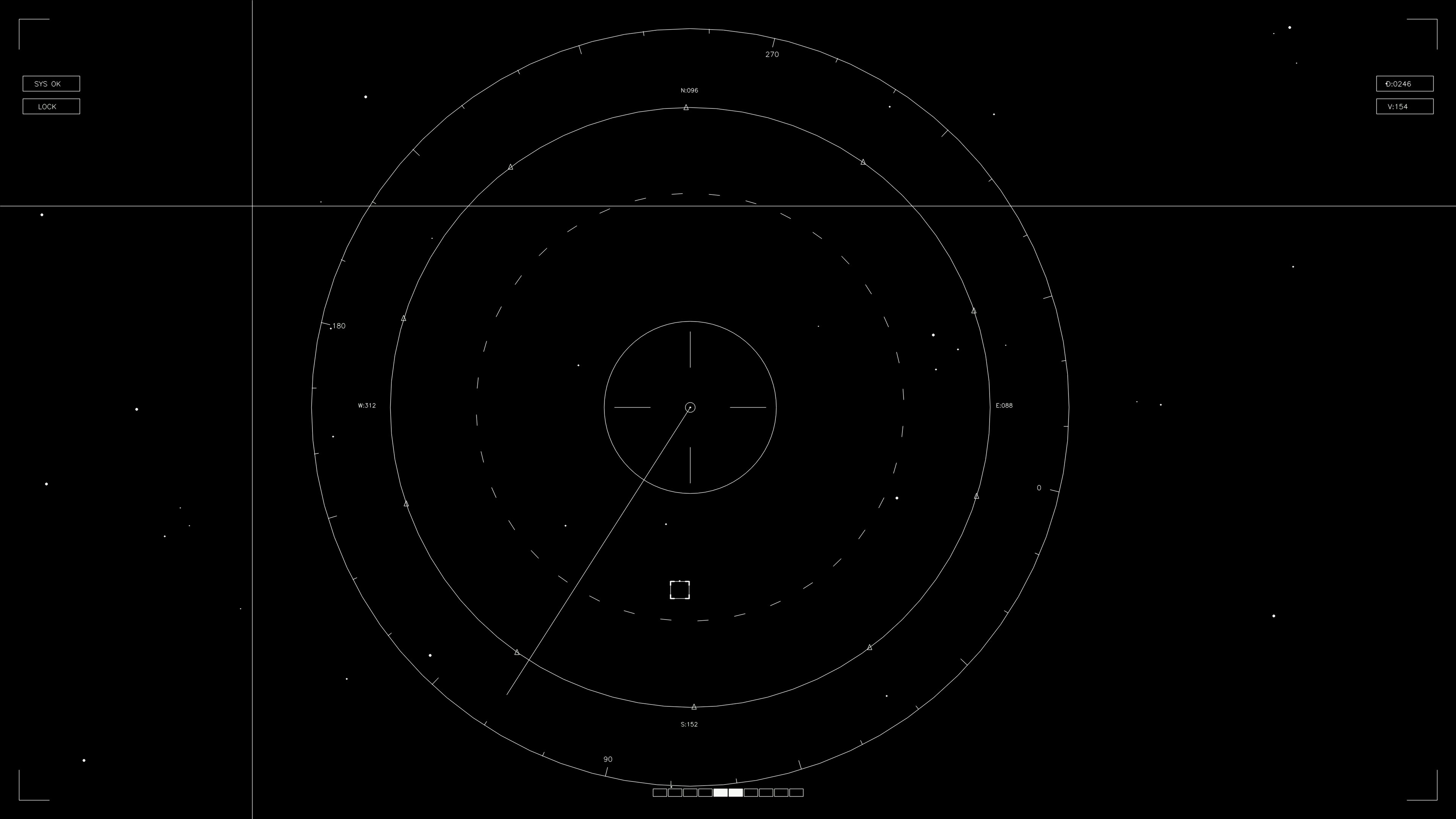 Hud elements animation for webdesigner and sci-fi video maker showcasing circular radar design with line indicators