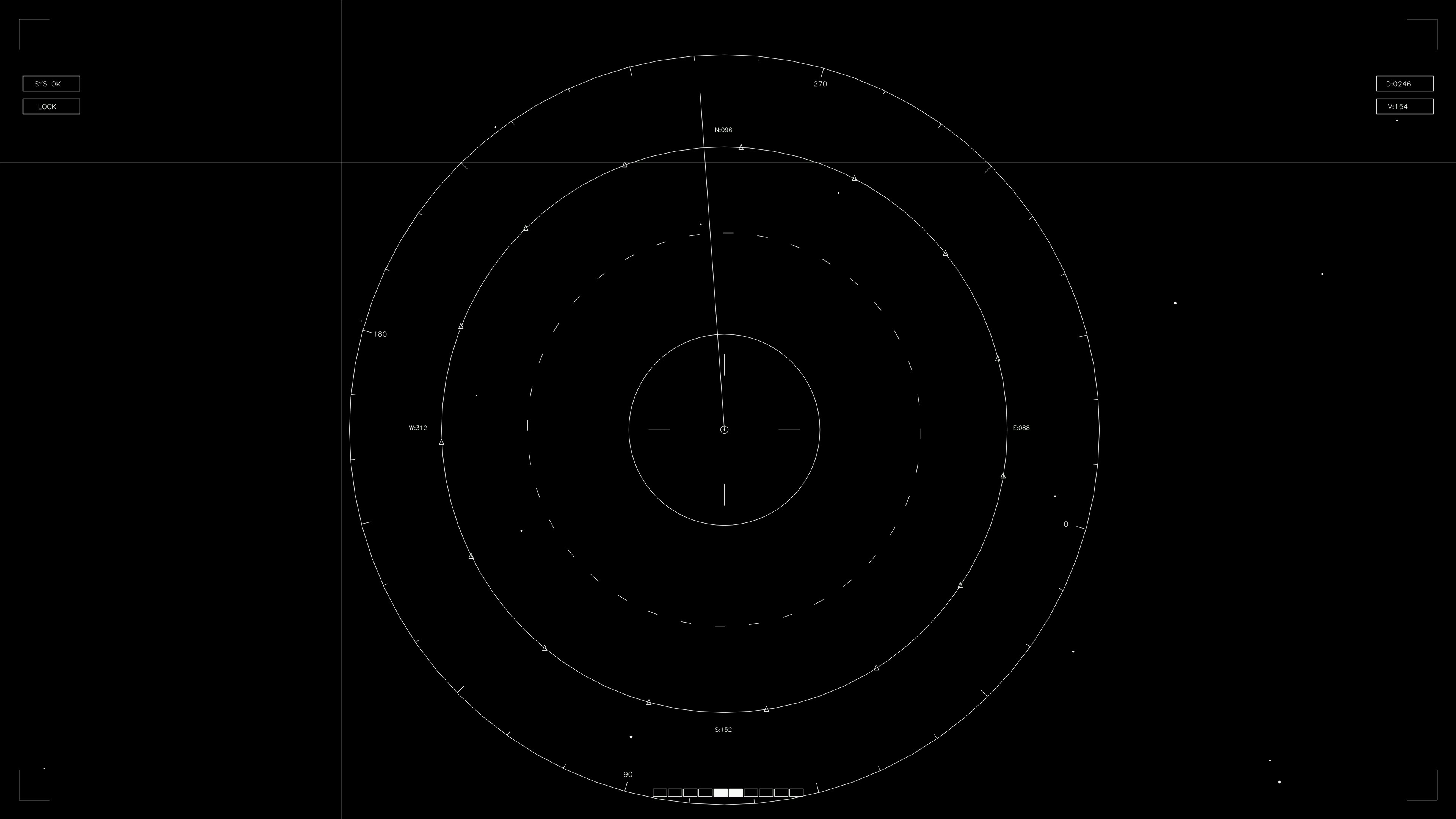 Hud elements animation for web designer and sci-fi video cutter showing radar display and tracking indicators