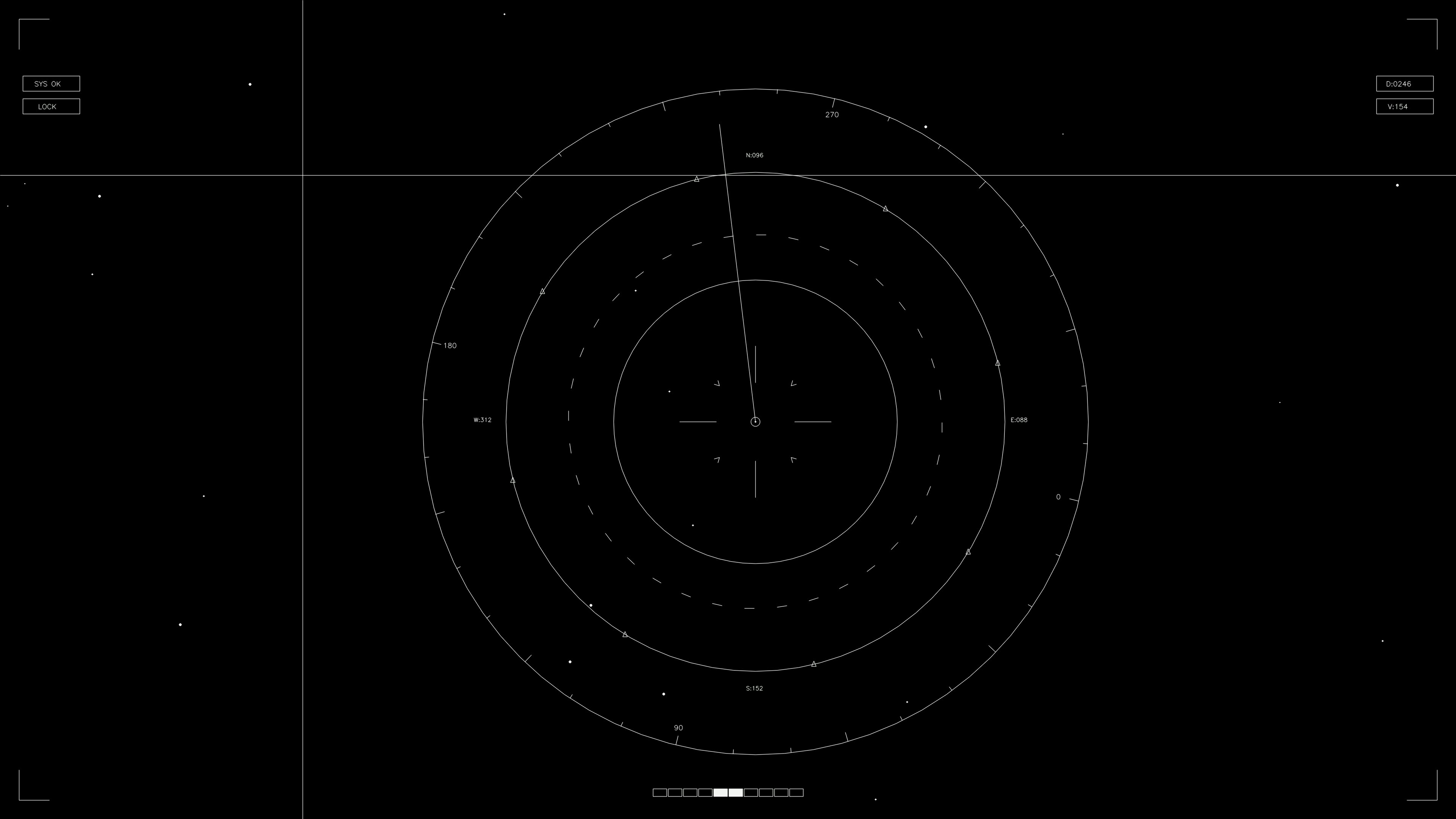 Hud elements animation for web design and sci-fi video editing showing circular radar patterns and data readouts in black background