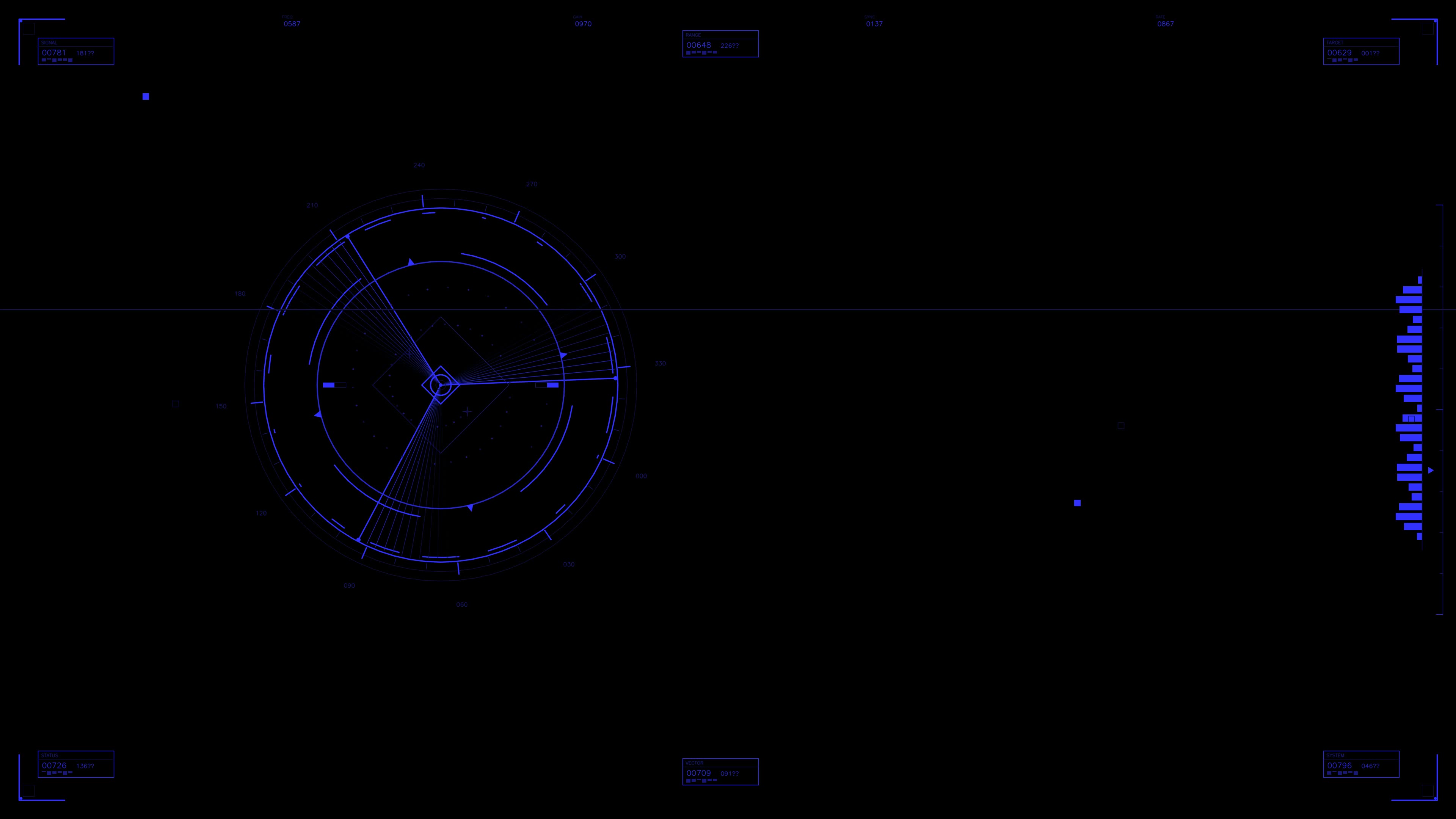 Military gui war stock footage hud animation for science fiction production with circular graphics and data display elements in dark background