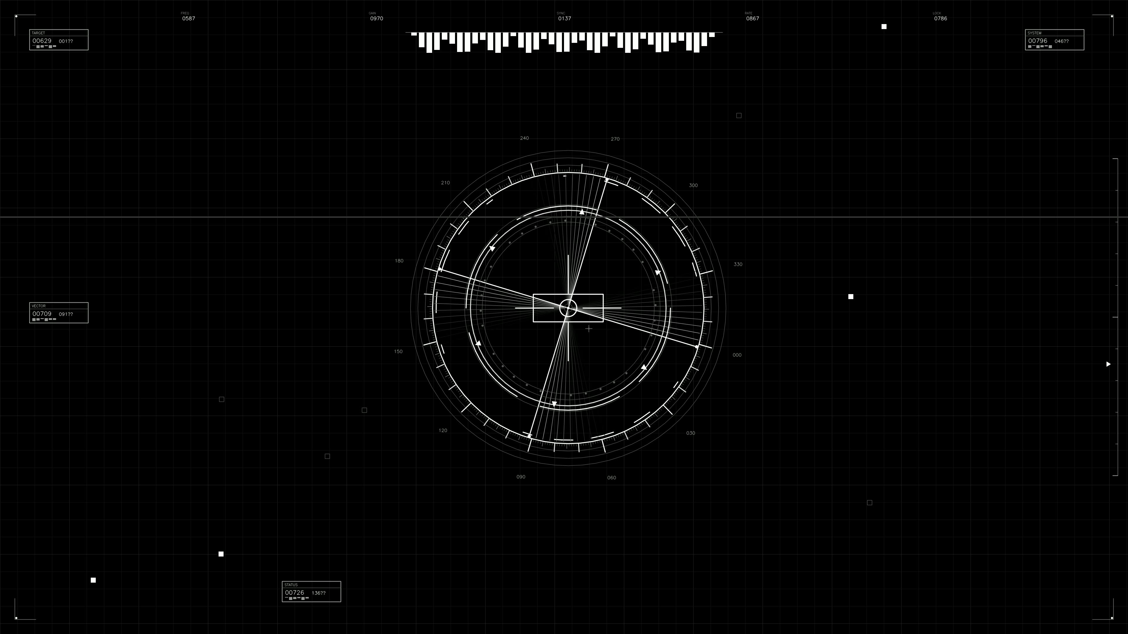 Military GUI war stock footage HUD animation for science fiction video production in dark layout and geometric designs