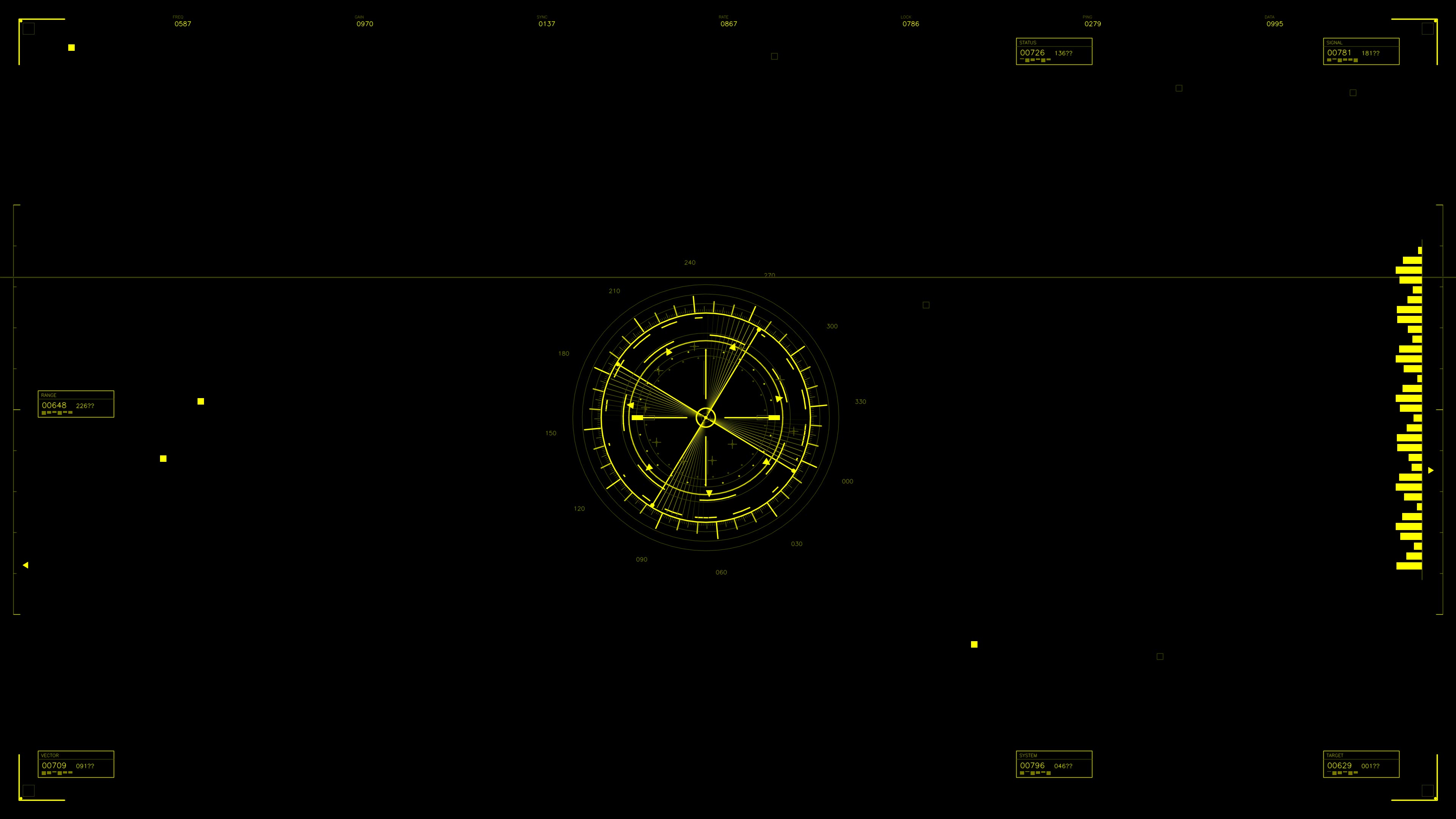 Military gui war stock footage hud animation for science fiction production showing navigation and targeting information in dark settings