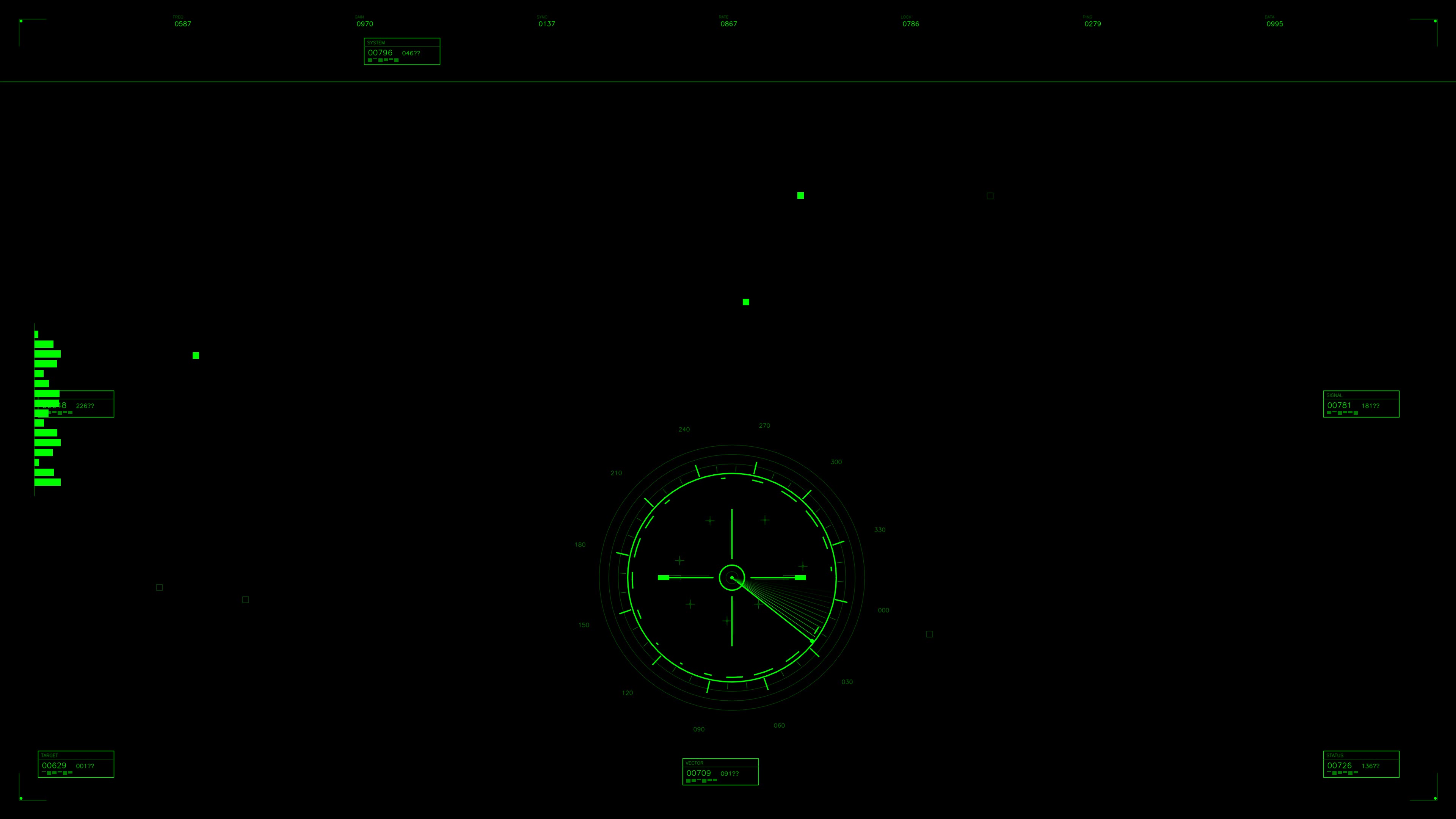 Military gui war stock footage hud animation for science fiction project showing radar and data display during combat scenario