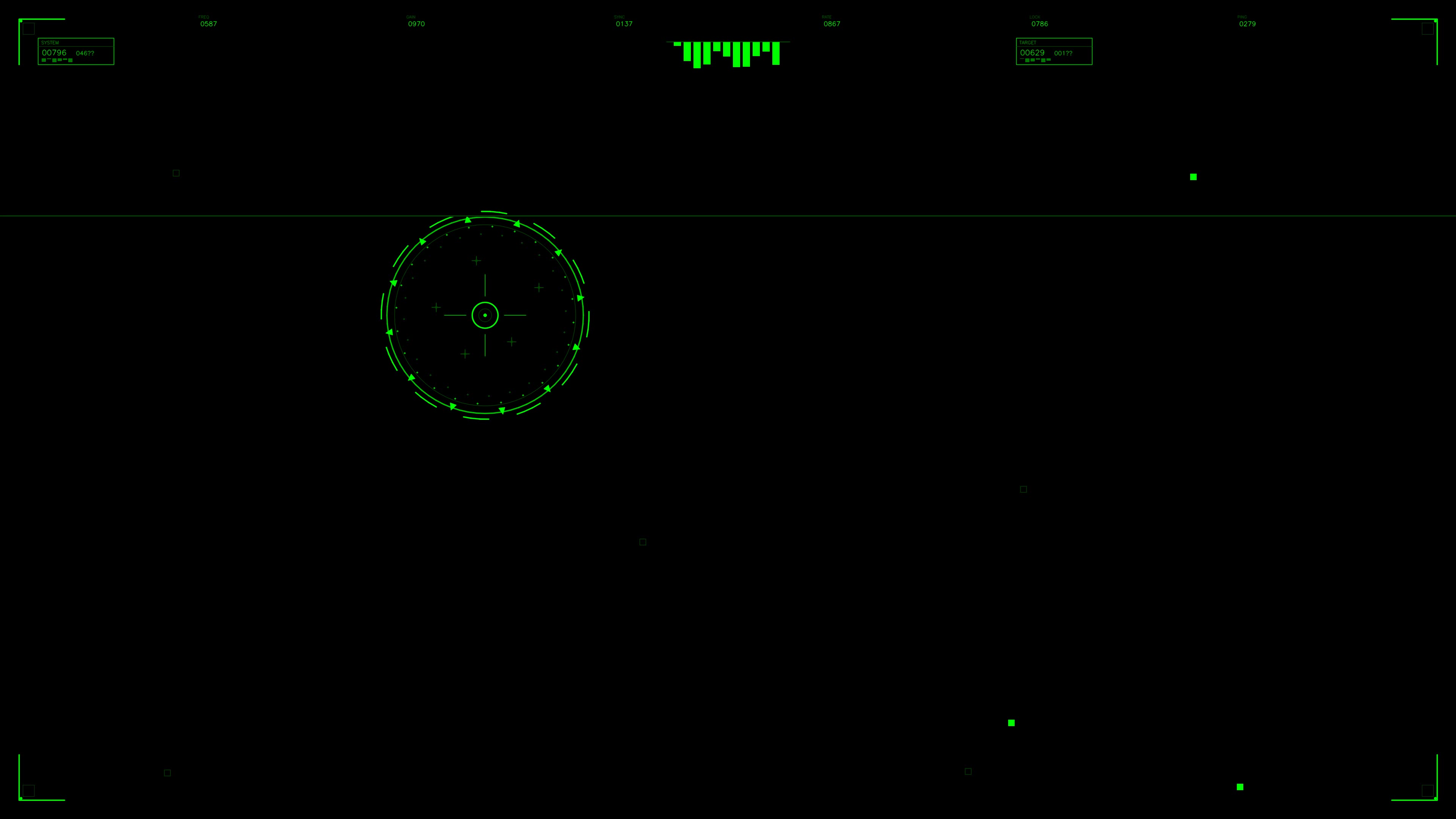 Military gui war stock footage hud animation for science fiction production showing tactical data and operational status in a dark background