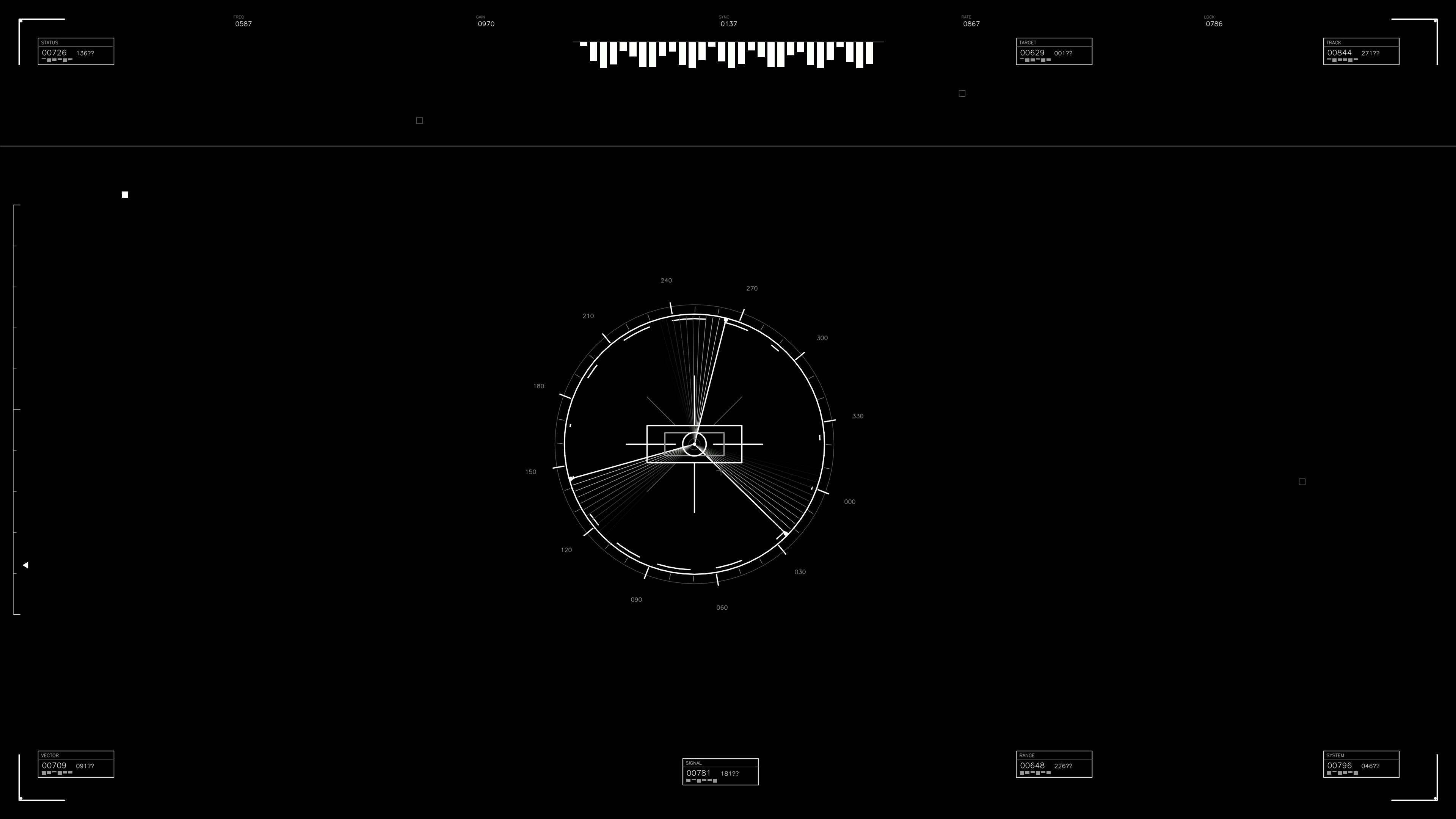 Military gui war stock footage hud animation for science fiction production showing tracking and aiming features