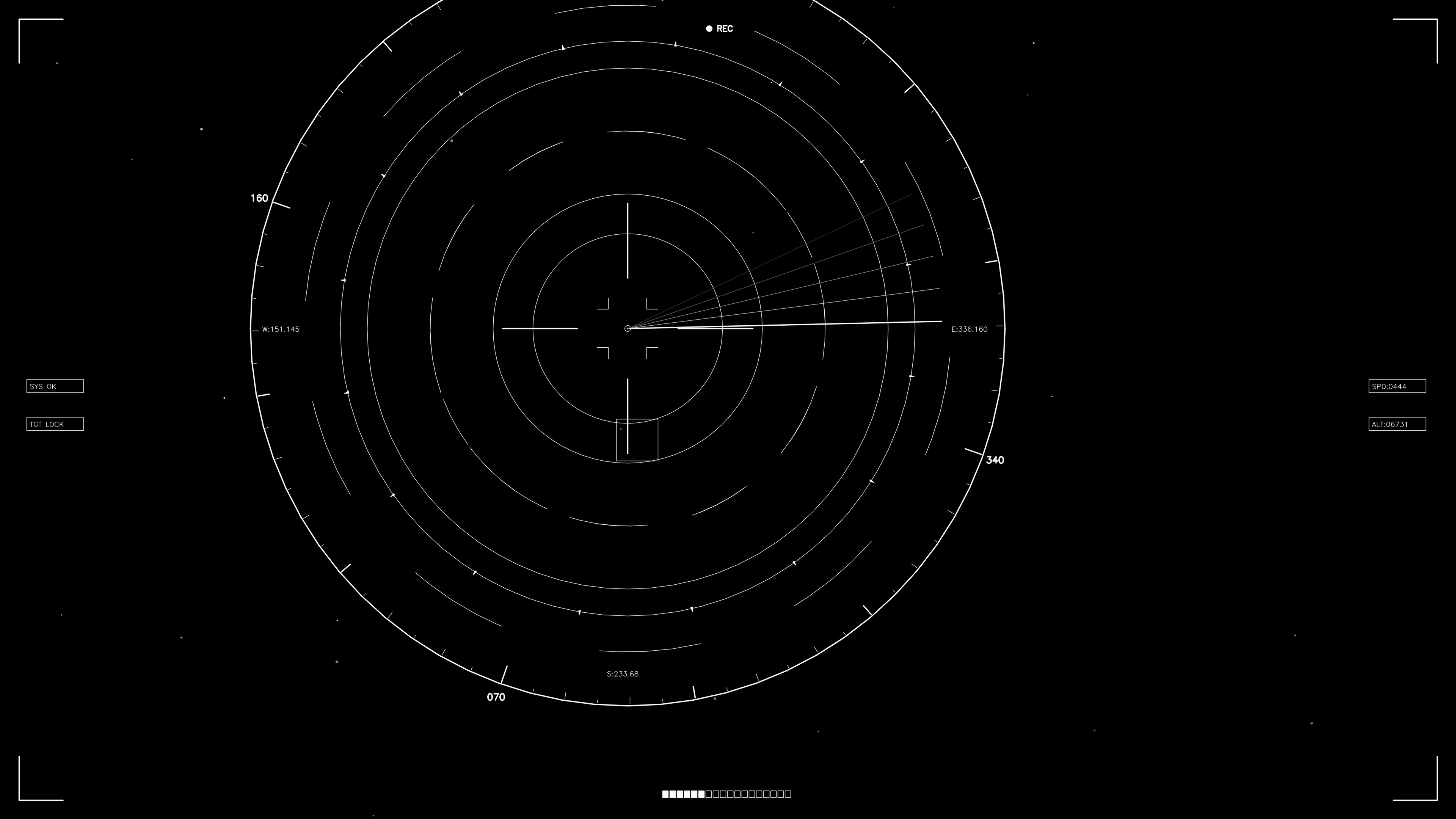 Science fiction HUD animation shows data displays and indicators for web designers and videographers working on projects