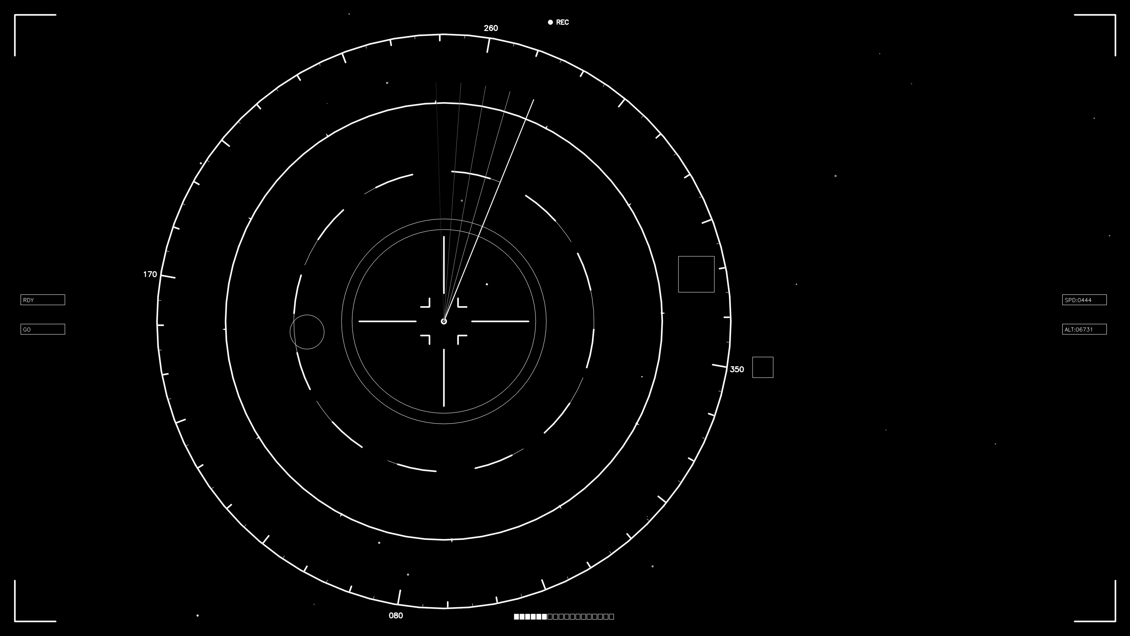 Scifi hud animation for web designers and videographers showing data points and tracking lines in black background