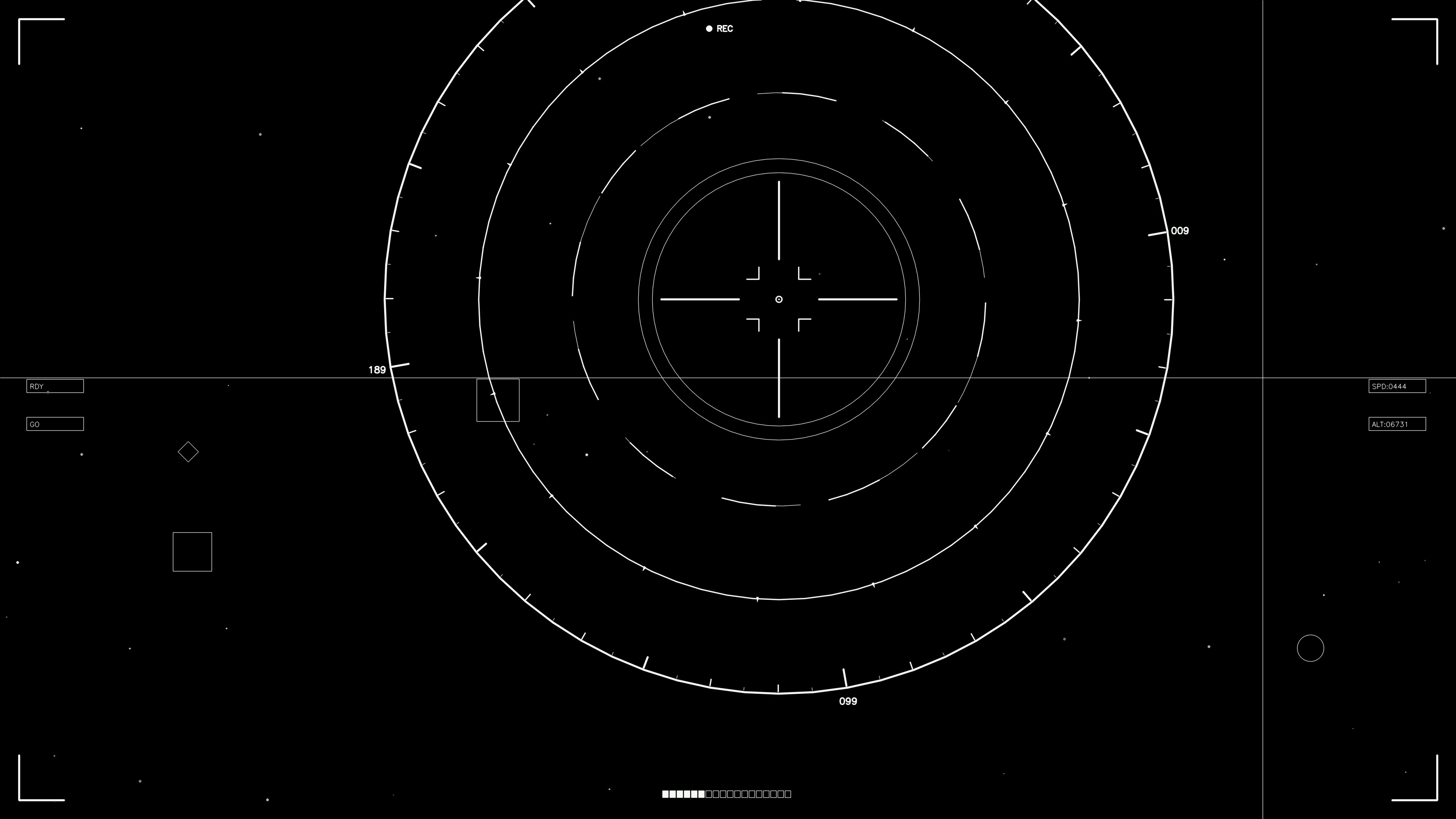 Scifi hud animation for web designers and videographers displaying radar and interface elements in dark background