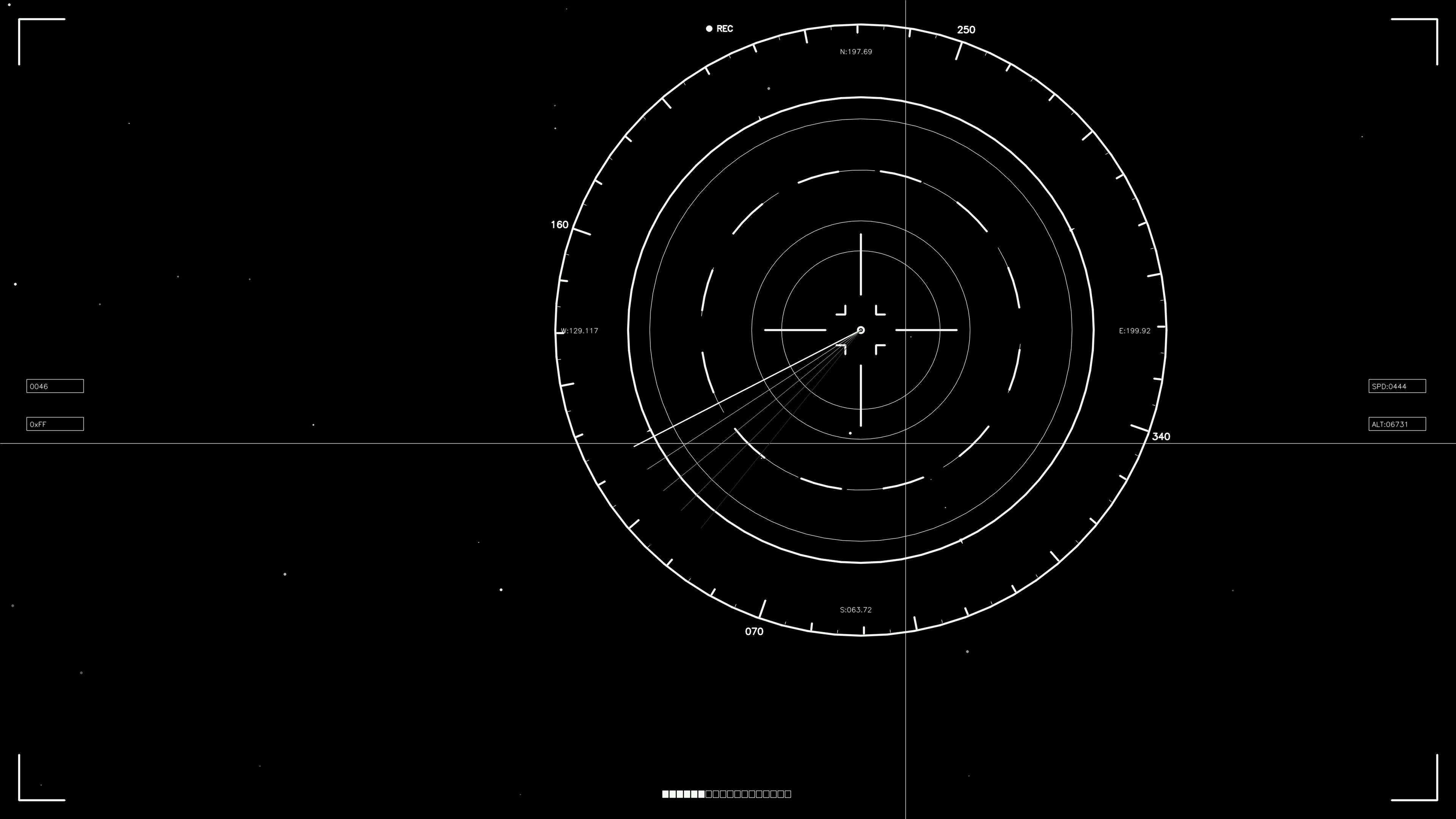 Sci-fi HUD animation for web design and video projects featuring circular data display and tracking lines