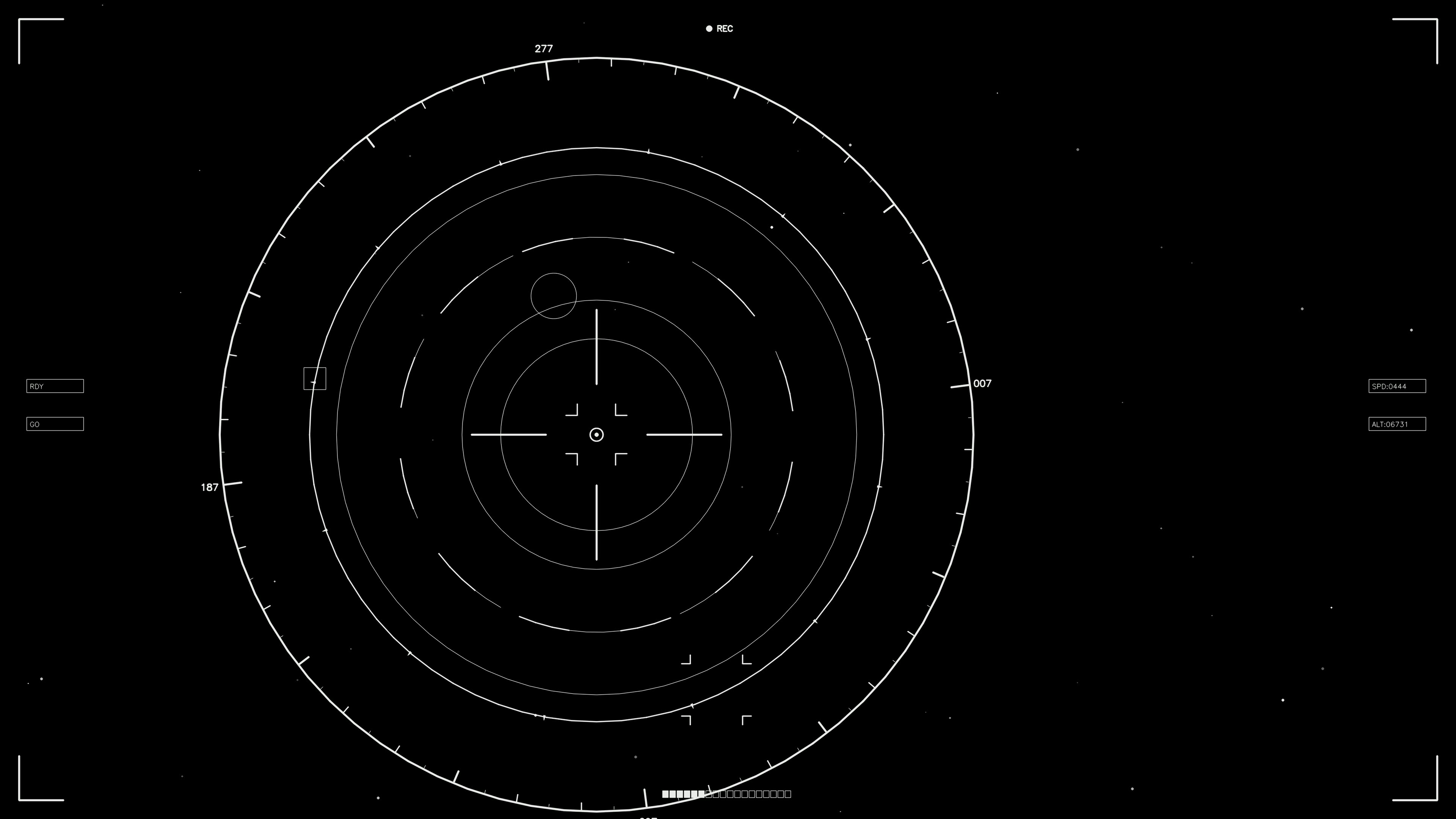 Scifi hud animation for web designers and videographers with radar display and circular elements on dark background