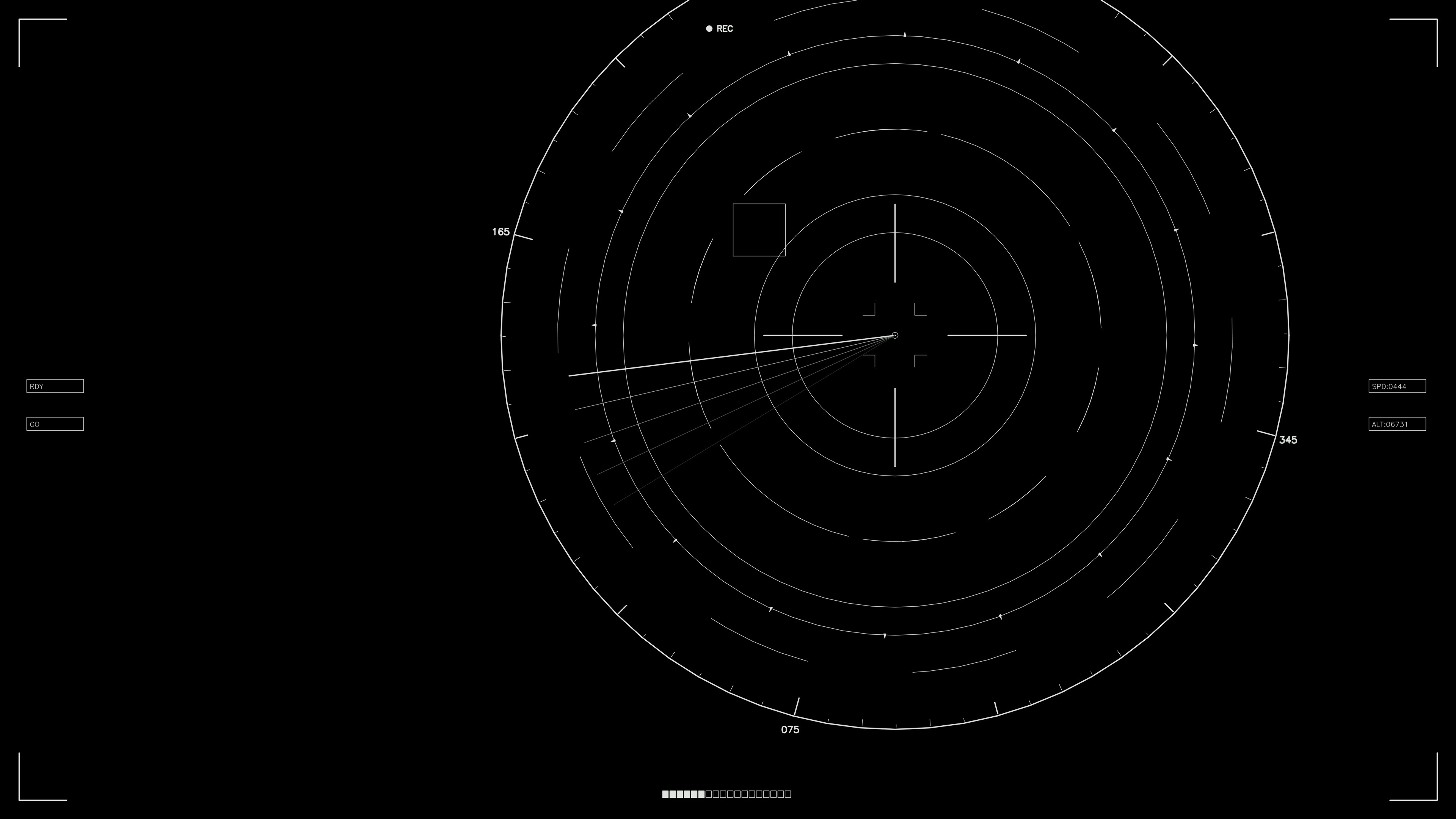 Sci-fi HUD animation design for web users and video creators showcasing digital radar visuals for tracking data
