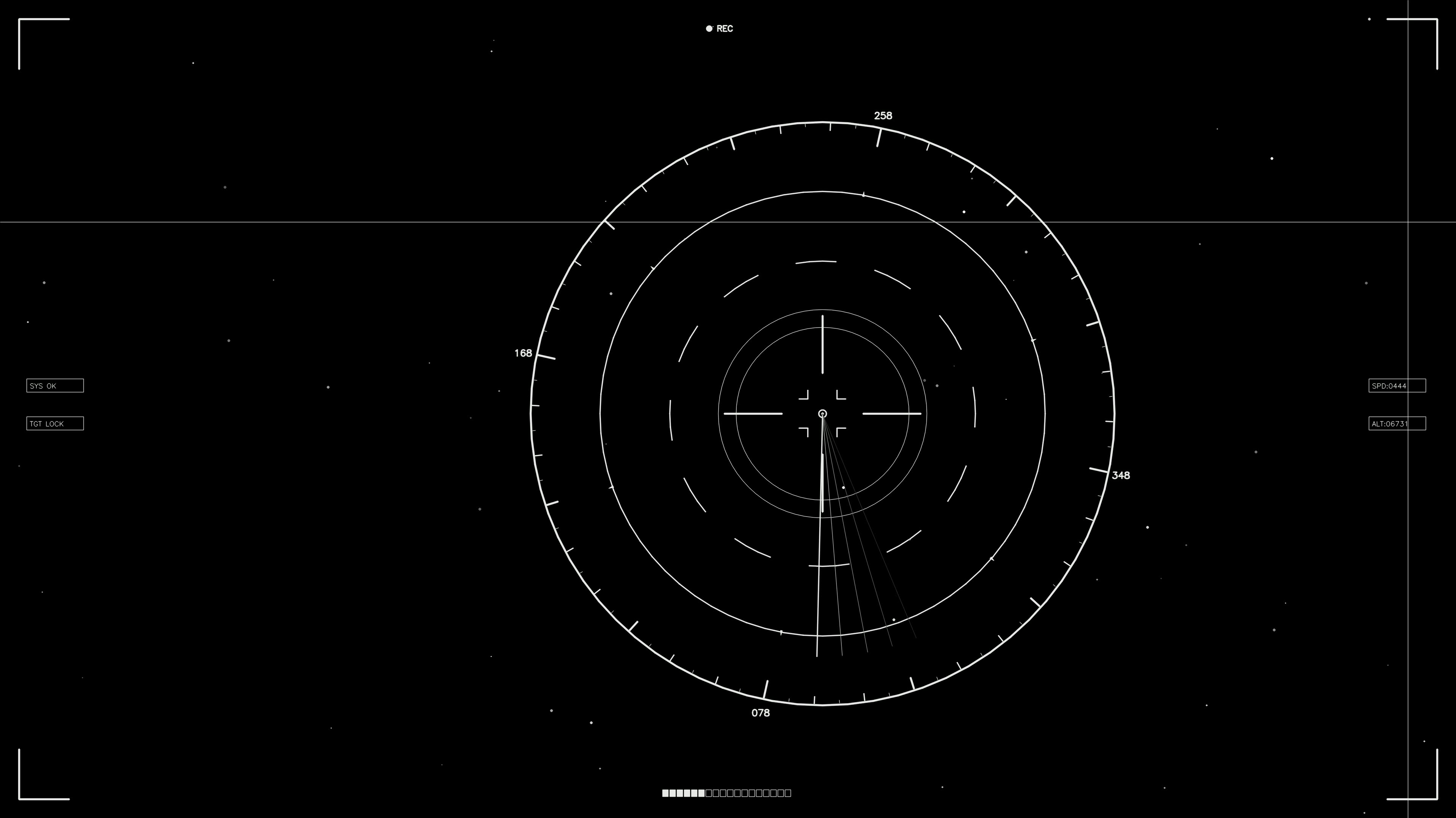 Scifi hud animation for webdesign and videographen in dark space setting with circular interface and radar effects