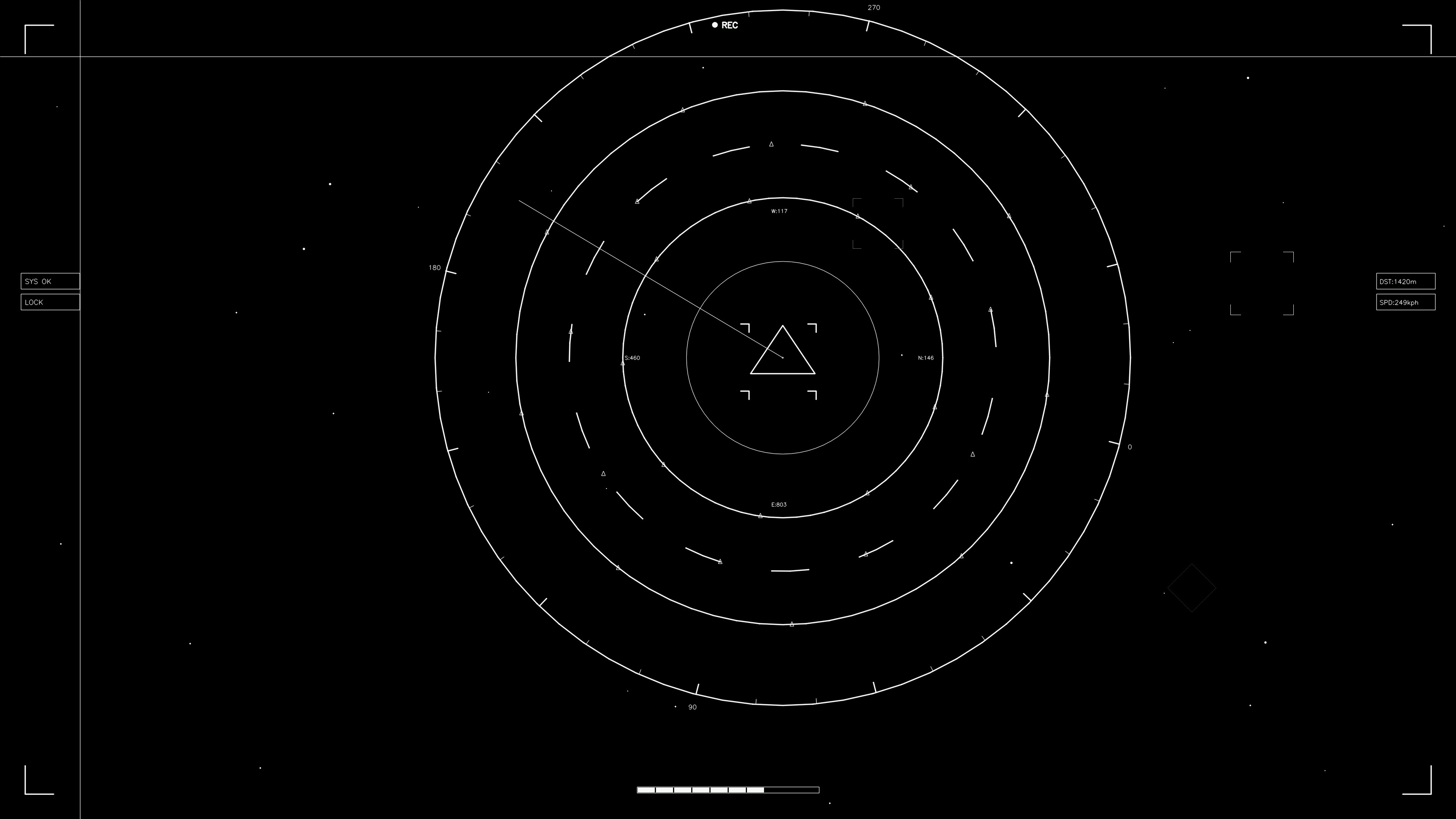Design for web and video with animation of hud elements showcasing circular radar-like graphics