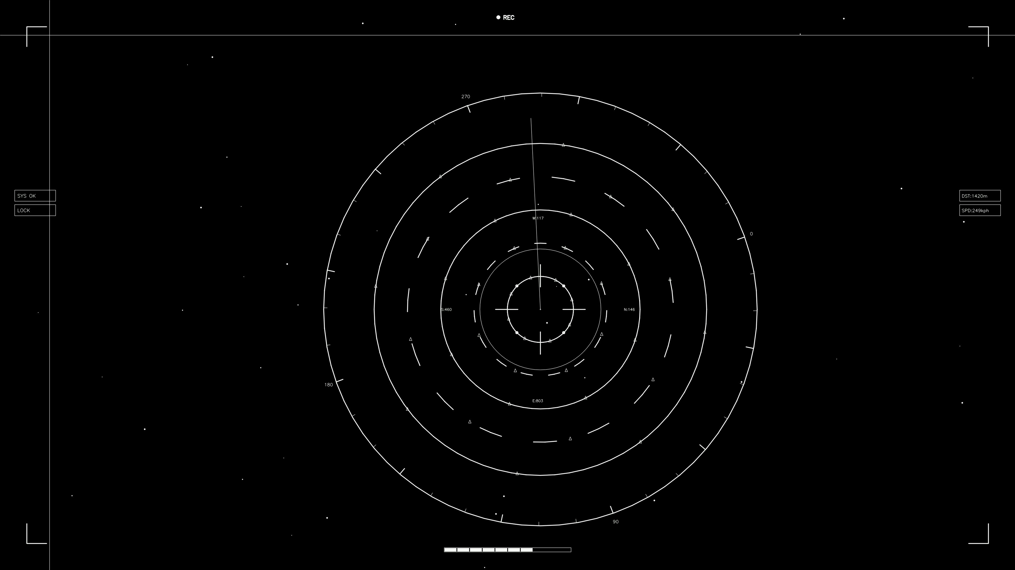 Hud elements animation for webdesigner and sci-fi video cutter showing concentric circles and data displays on a dark background
