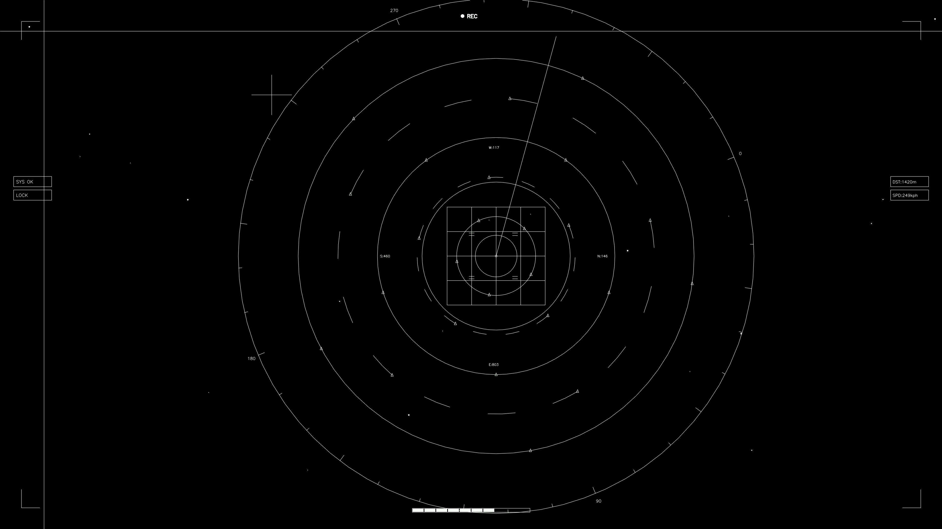 Hud elements animation for web design and sci-fi video editing with circles and lines on black background
