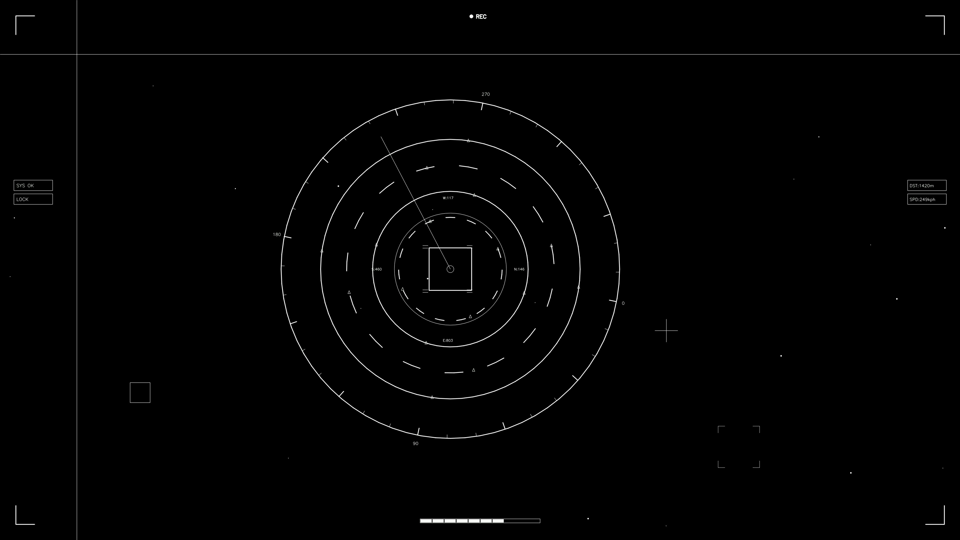 Animation showing hud elements for web designers and video editors in a sci-fi setting with dynamic lines and circular patterns