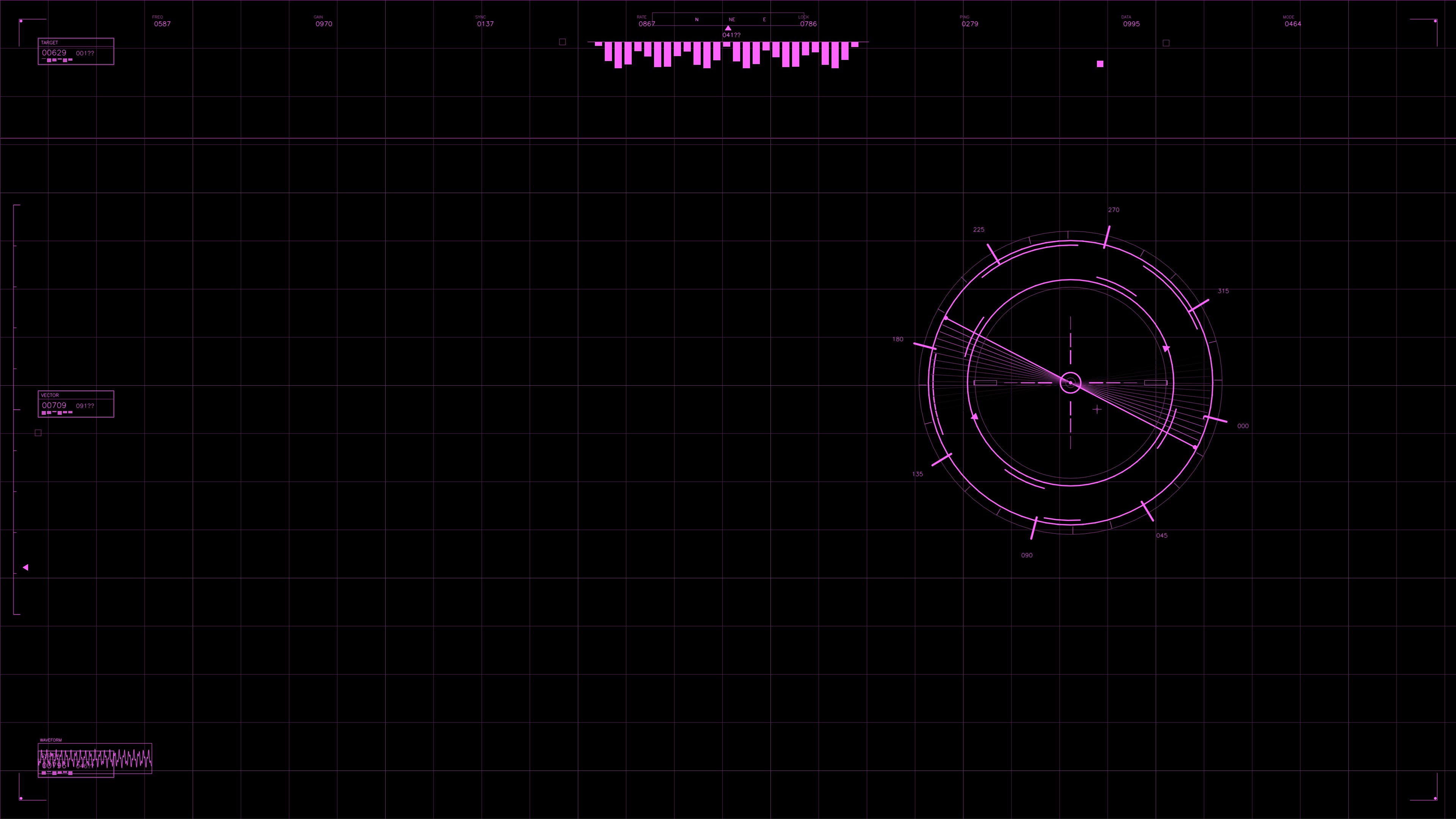 Military gui war stock footage hud animation for science fiction production with radar display on a dark background